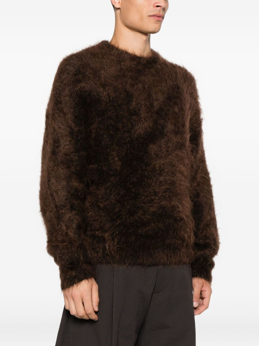 fluffy crew-neck sweater - 3