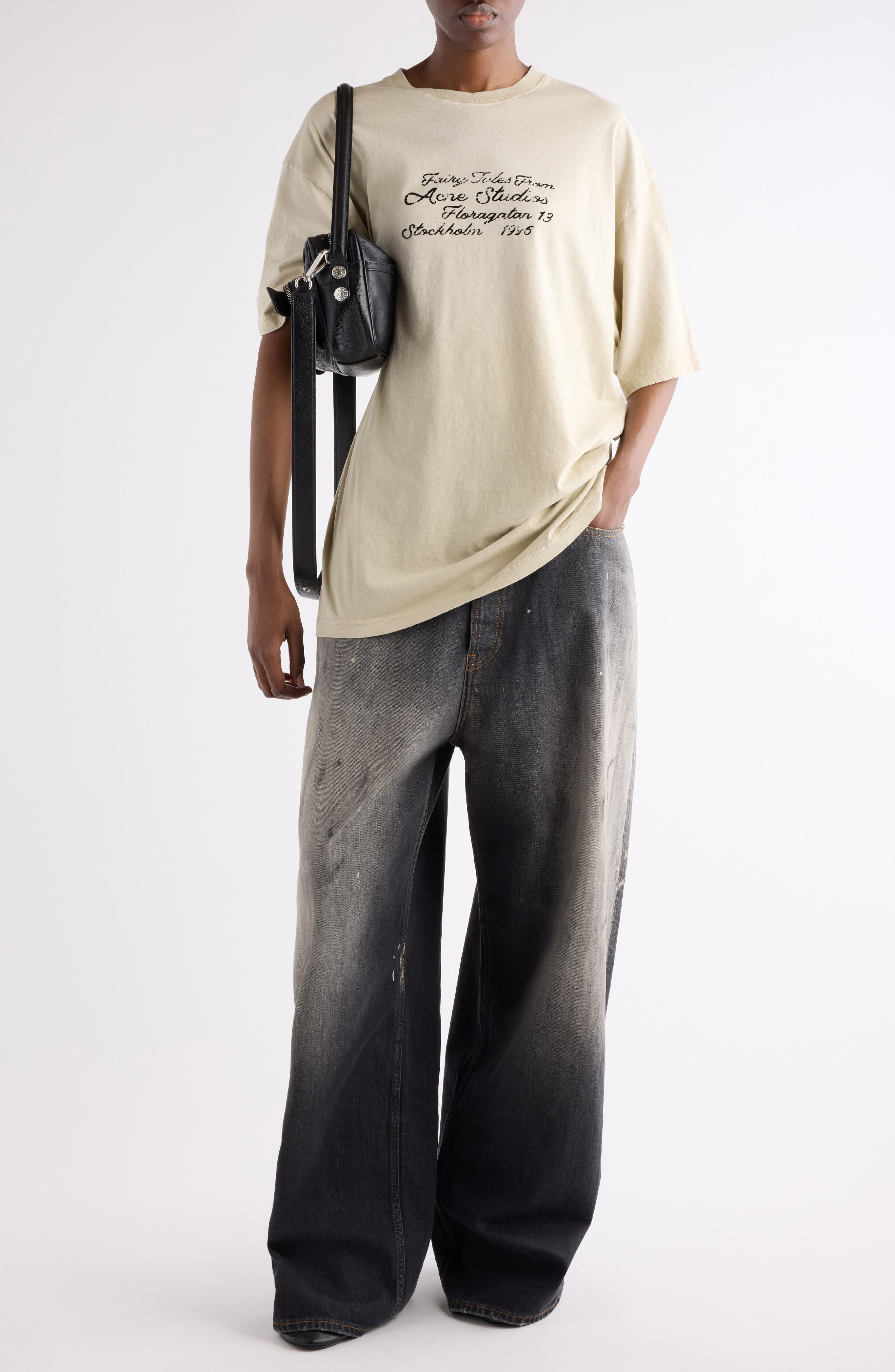 Acne Studios Edra Fairy Tale Logo Graphic T-Shirt in Oat Beige at Nordstrom - 2