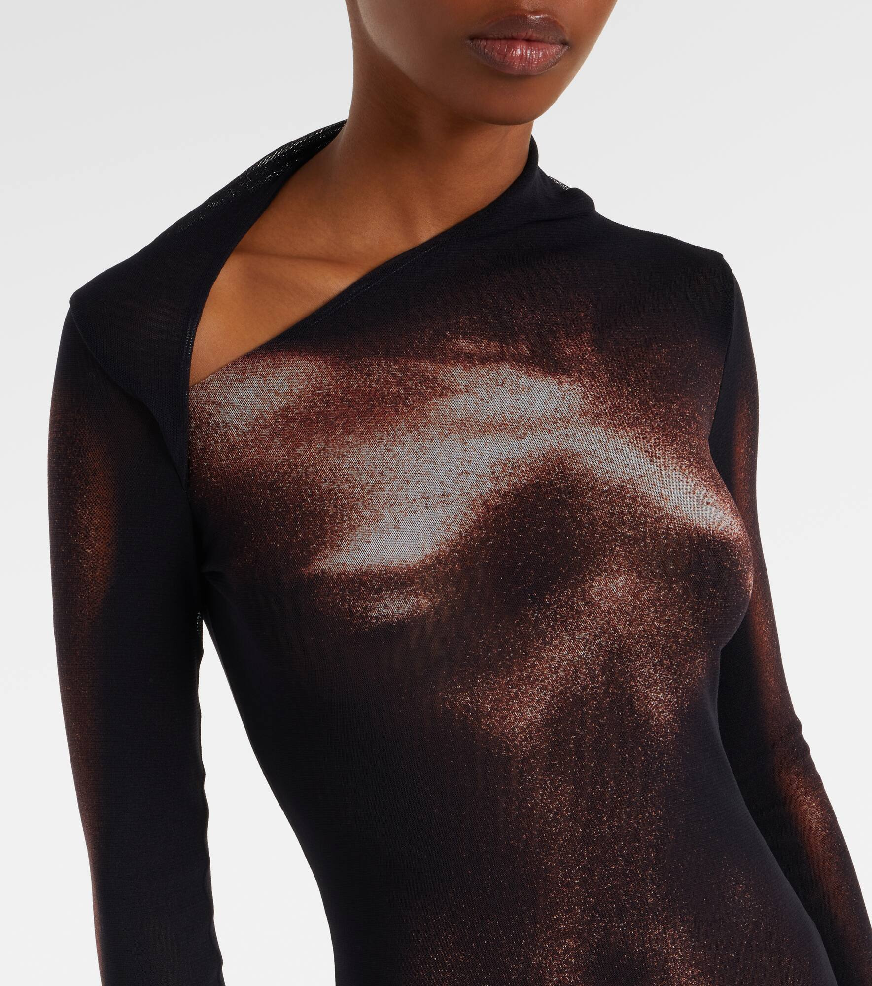 Trompe l'oeil mesh maxi dress - 4