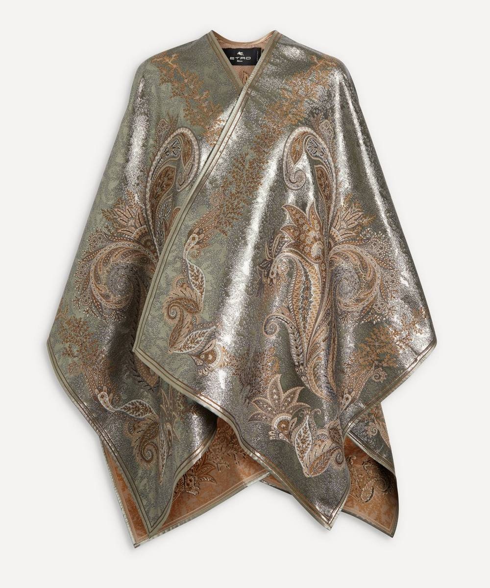 Paisley Jacquard Lurex Silk-Blend Cape - 1