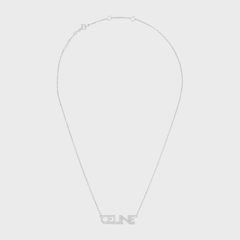 Celine Monochroms Strass Necklace in Brass with Rhodium Finish and Crystals - 1