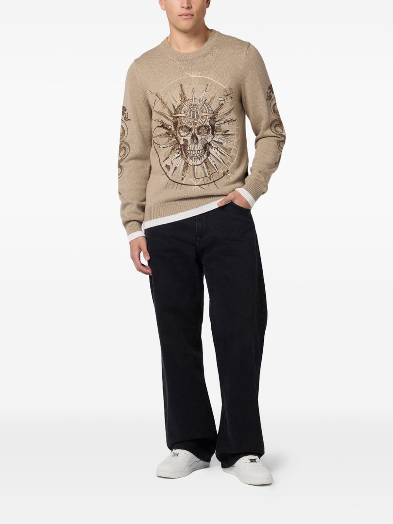 PHILIPP PLEIN skull-print crew-neck sweater outlook