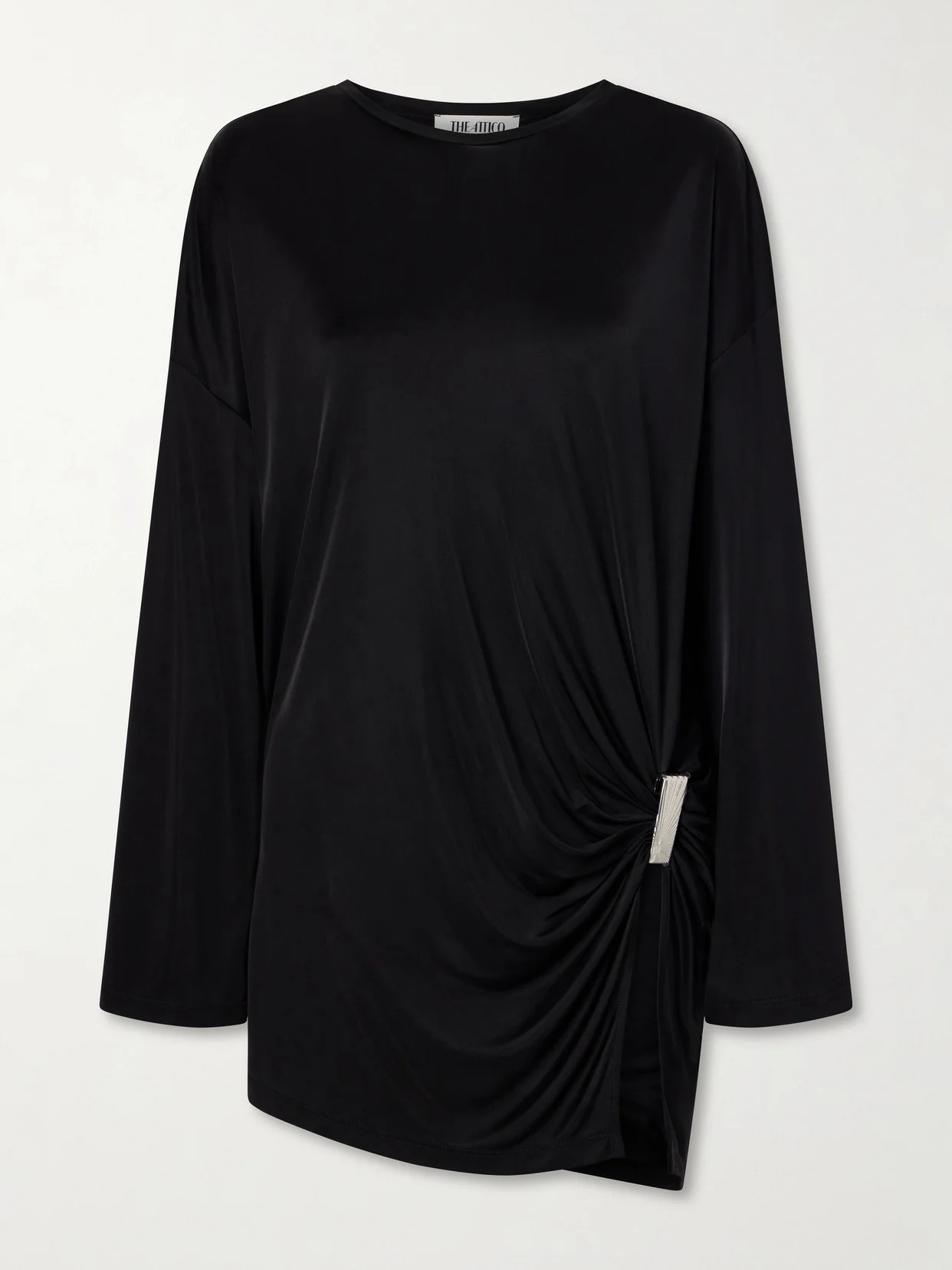 Gathered Satin Mini Dress - 1