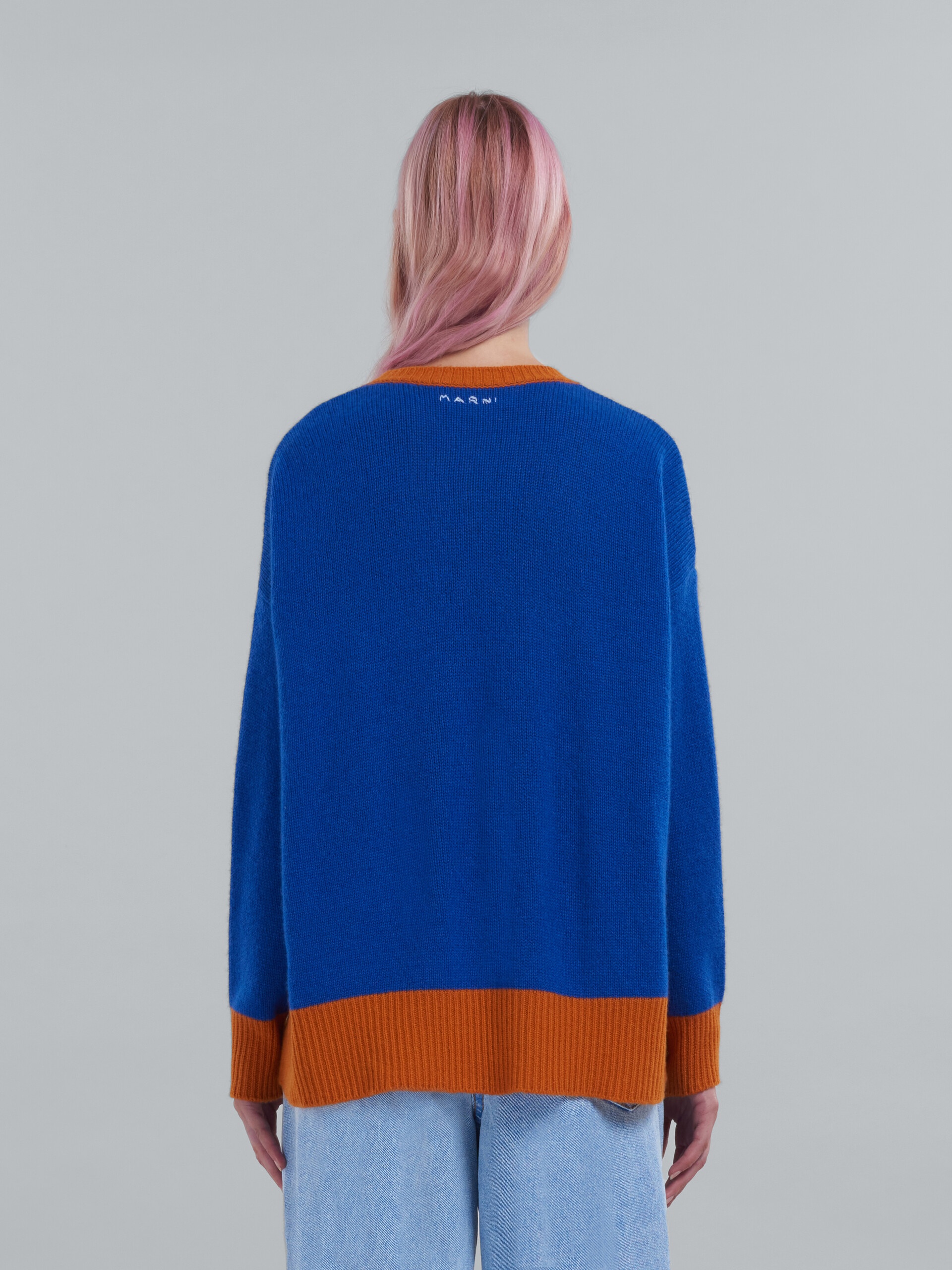 COLOR BLOCK LIGHT BLUE CASHMERE SWEATER - 3