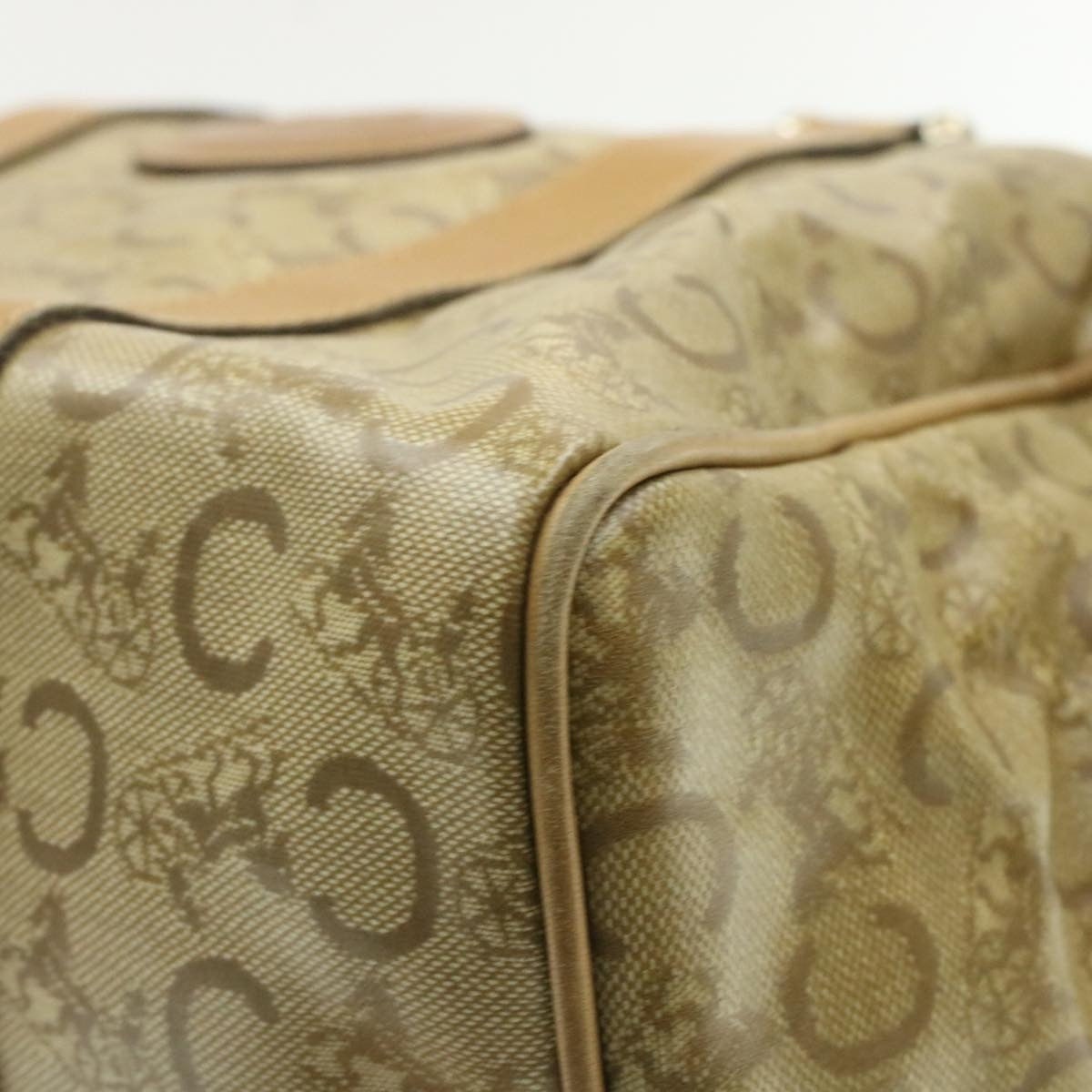 CELINE C Macadam Horse Carriage Hand Bag Pvc Leather Beige - 11