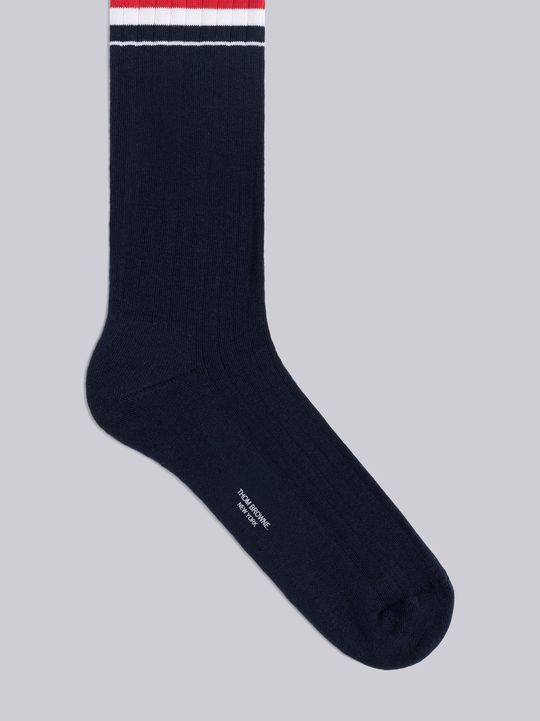 ATHLETIC RIB COTTON STRIPE ANKLE LENGTH SOCKS - 2