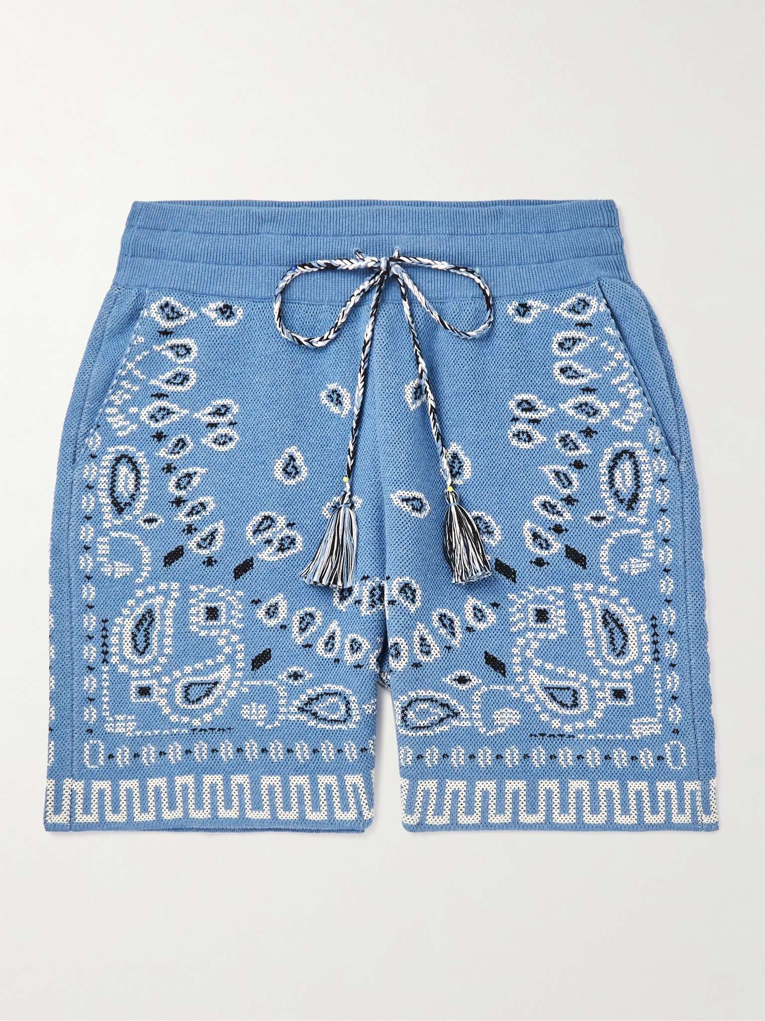 Straight-Leg Jacquard-Knit Cotton-Blend Drawstring Shorts - 1