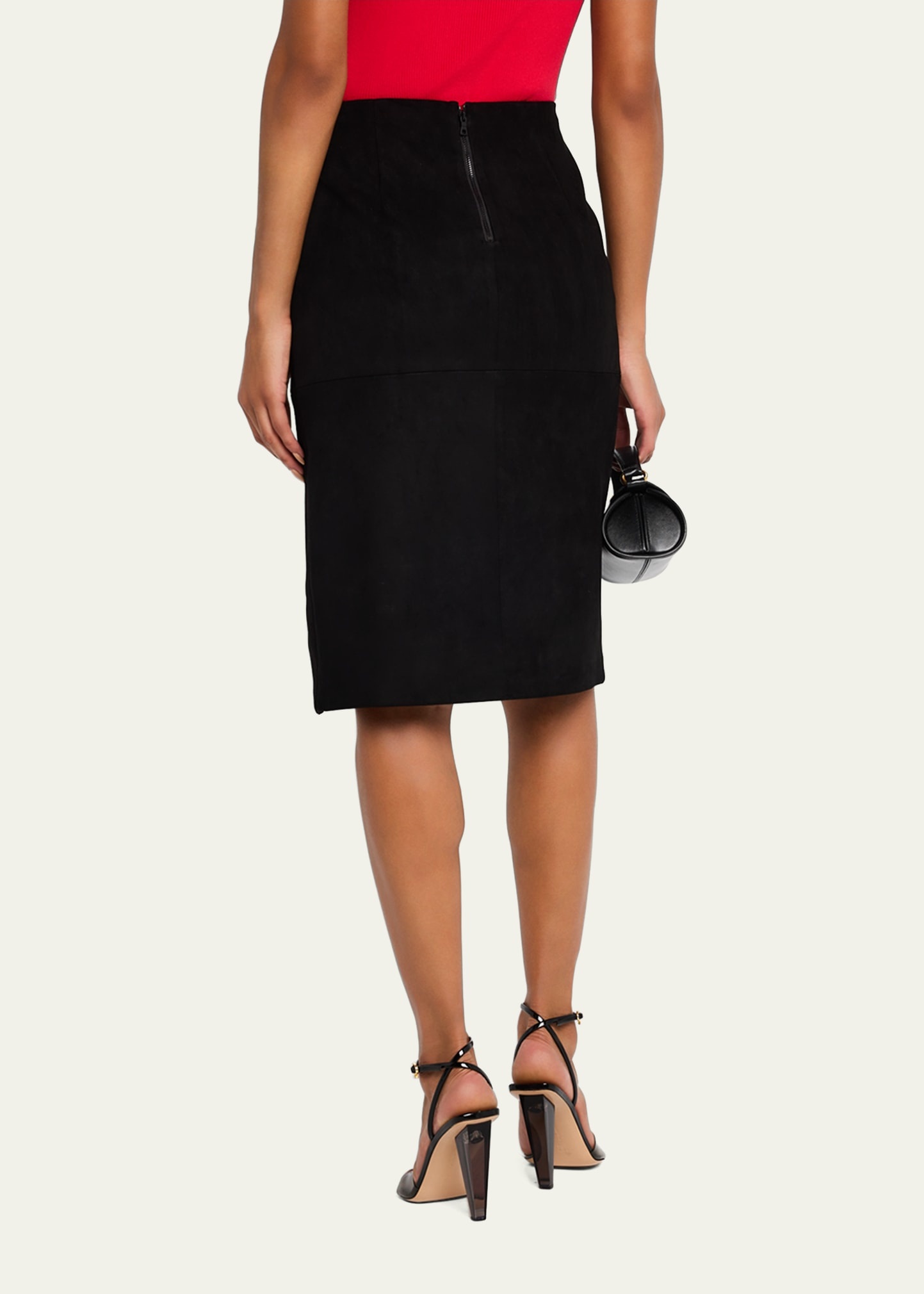 Siobhan Suede Front Slit Wrap Midi Skirt - 3