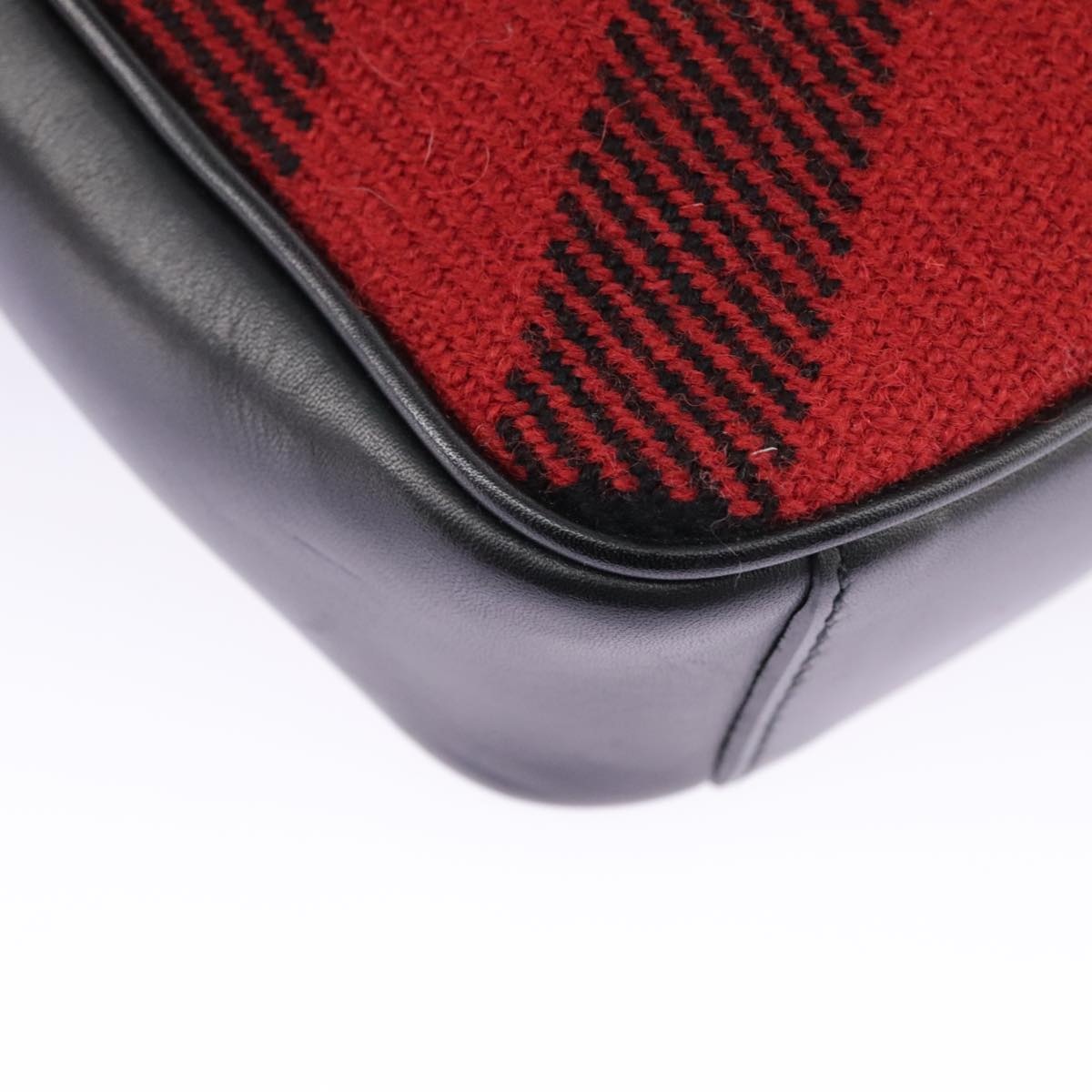 Burberry Nova Check Shoulder Bag Wool Red Silver - 9