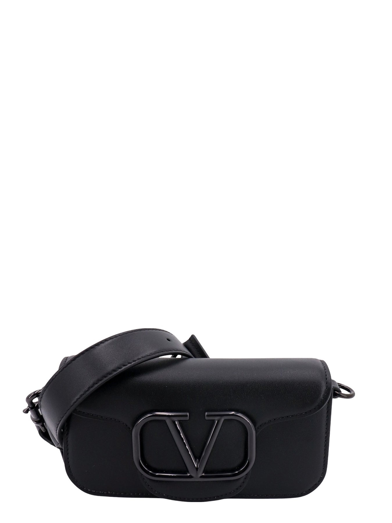 Leather shoulder bag with VLogo Signature detail - 1