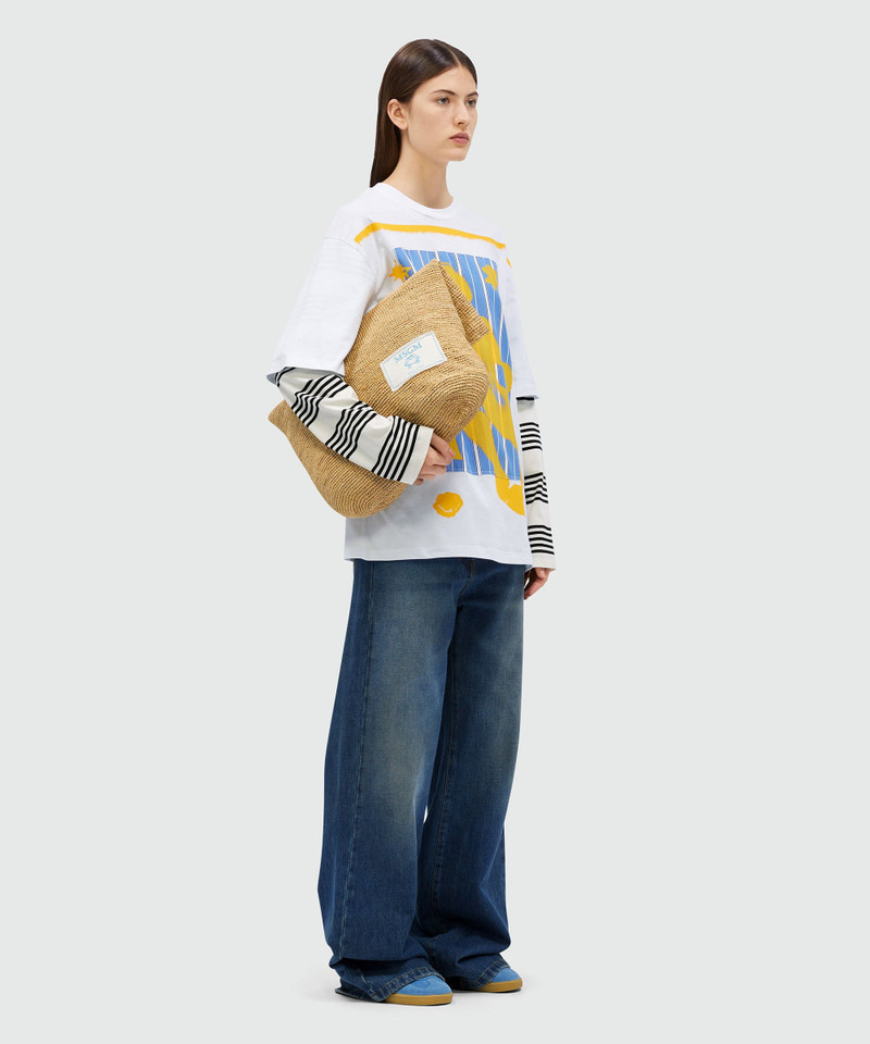 White cotton T-Shirt with MSGM Mermaid Box graphics 4