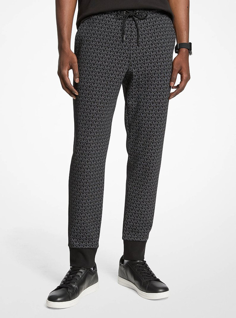Signature Logo Print Cotton Blend Joggers 1