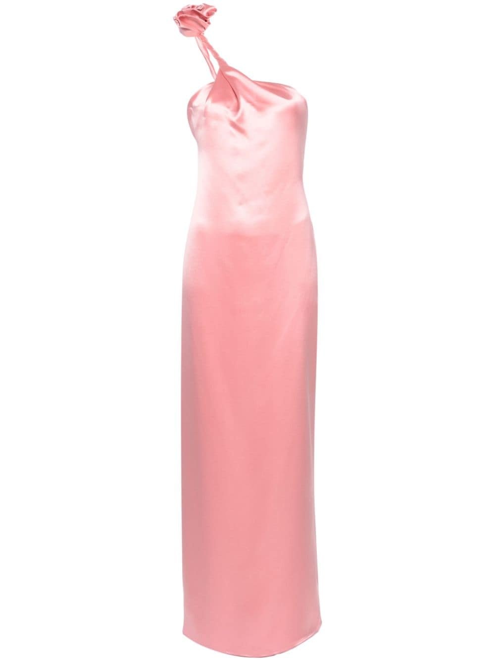 one-shoulder silk maxi dress - 1