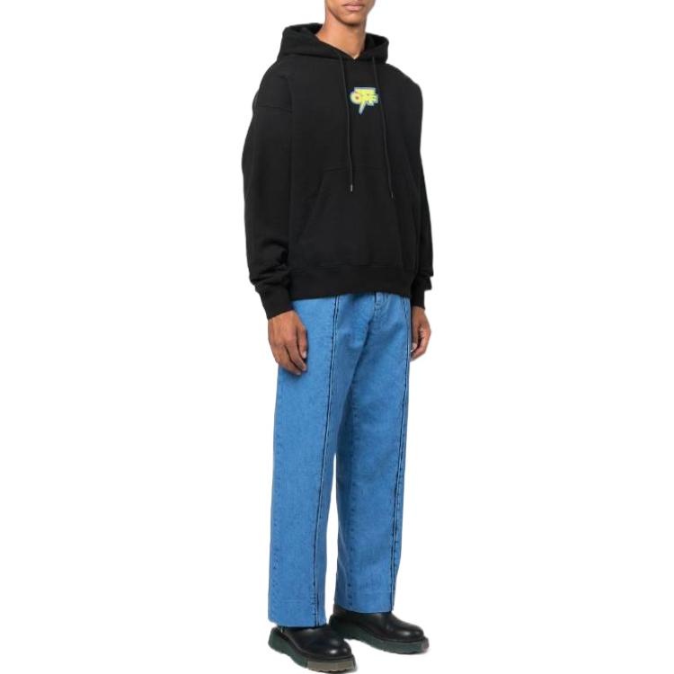 Men's Off-White FW22 Back Arrow Printing Long Sleeves Loose Fit Autumn Black OMBB085F22FLE0041070 - 4