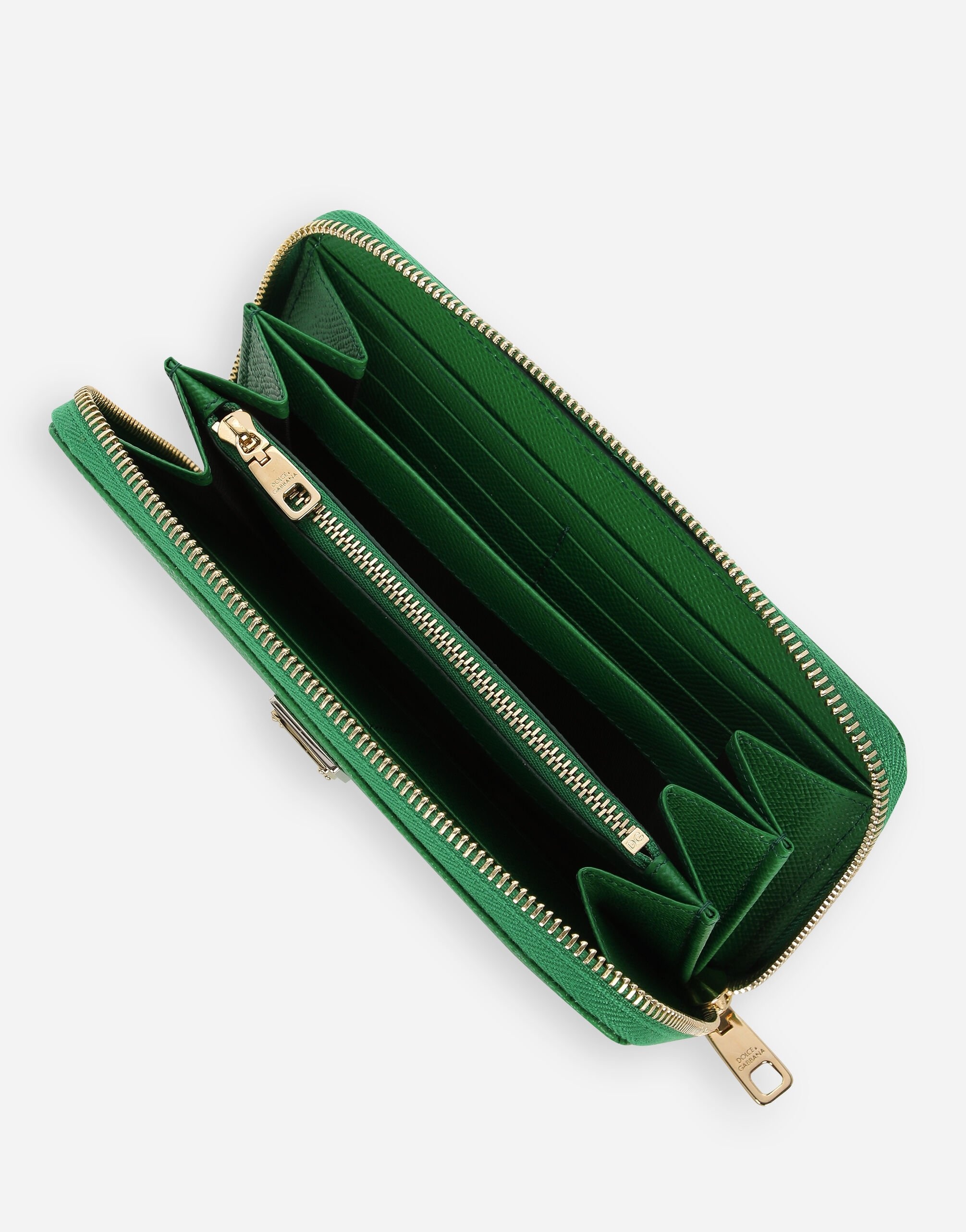 Dauphine calfskin zip-around wallet with branded tag - 4