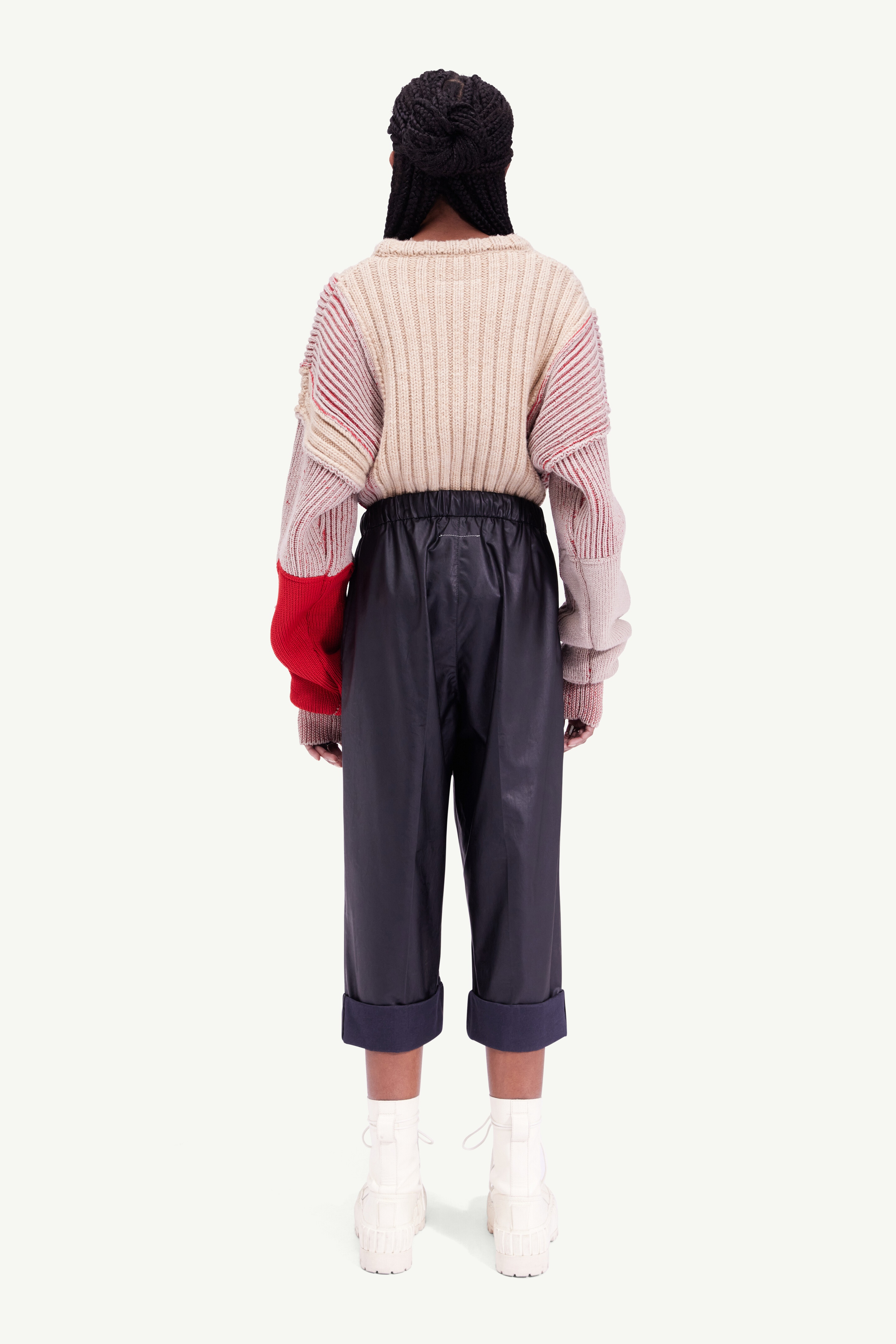 Faux leather cropped trousers - 4