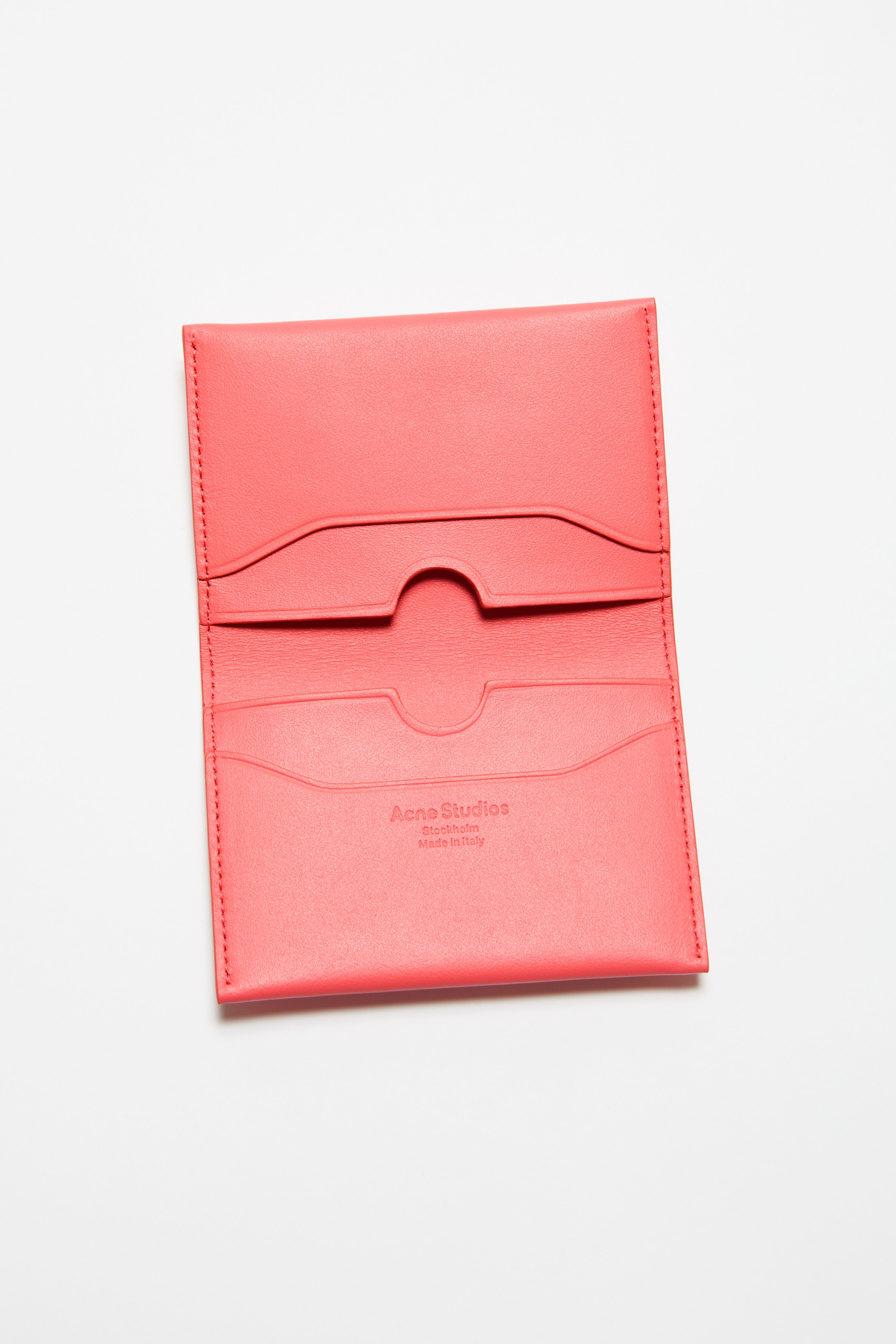Folded leather wallet - Electric pink - 5