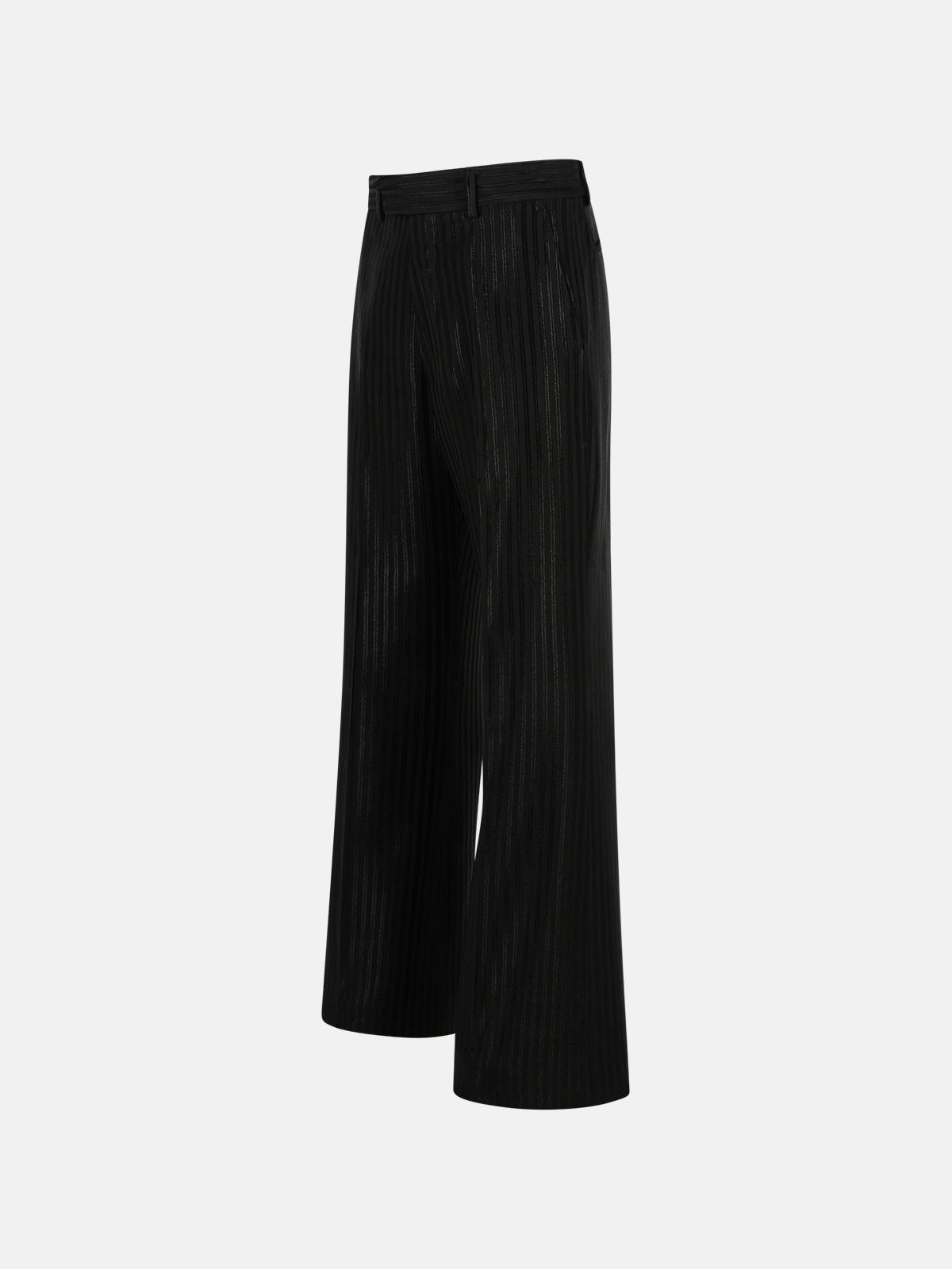 BLACK VISCOSE BLEND TROUSERS - 2