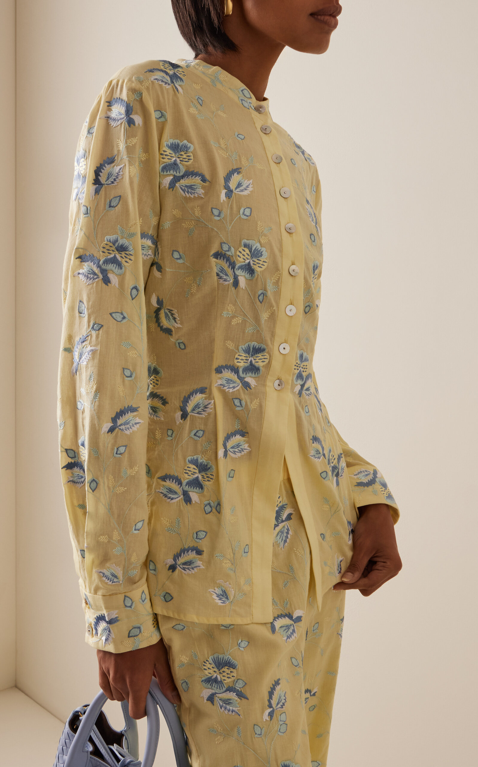 Juniper Embroidered-Cotton Shirt yellow - 2