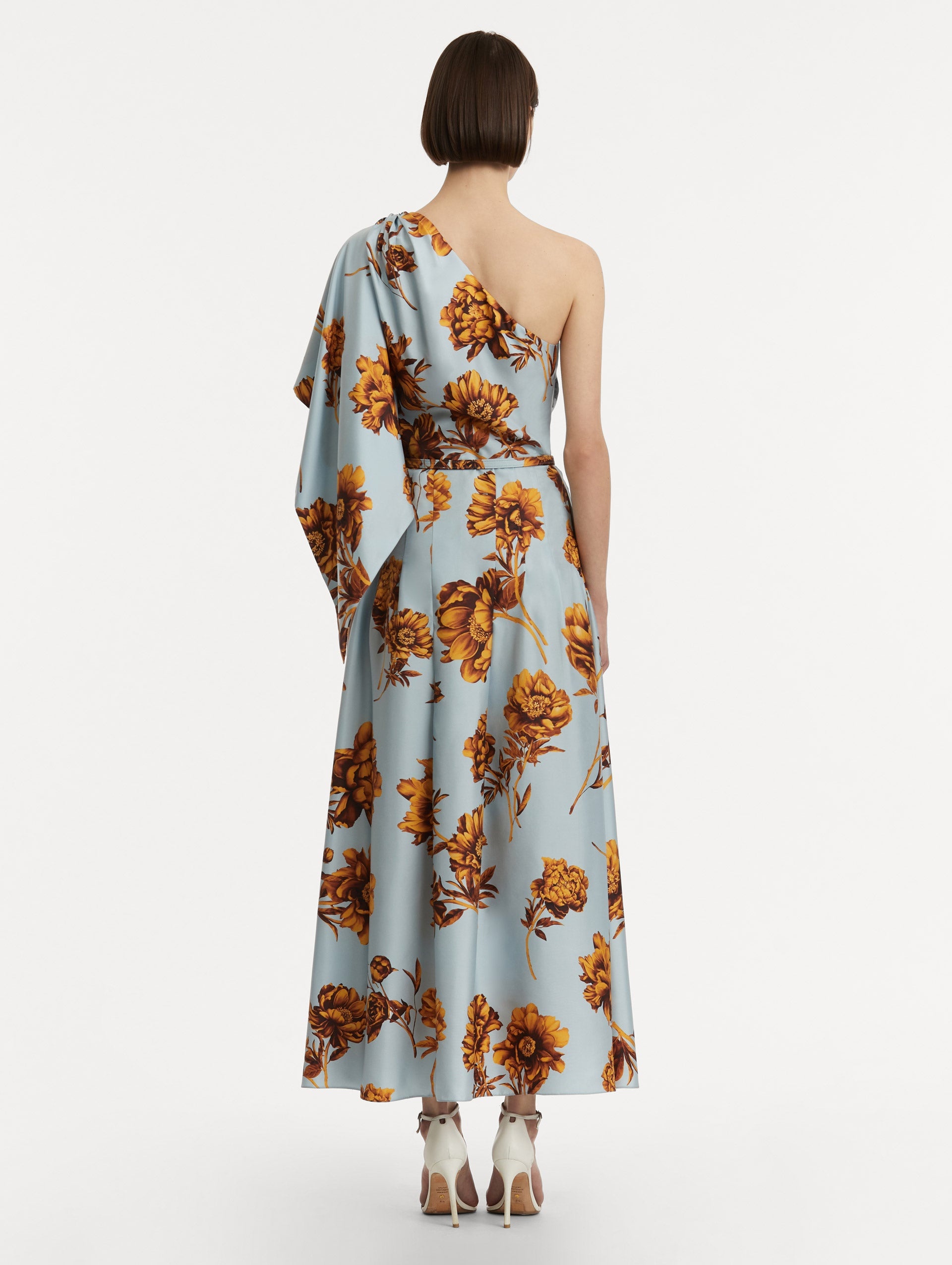 PEONY SILK TWILL ONE-SHOULDER DRESS - 3