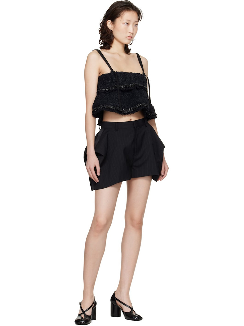 sacai Black Chalk Stripe Shorts outlook