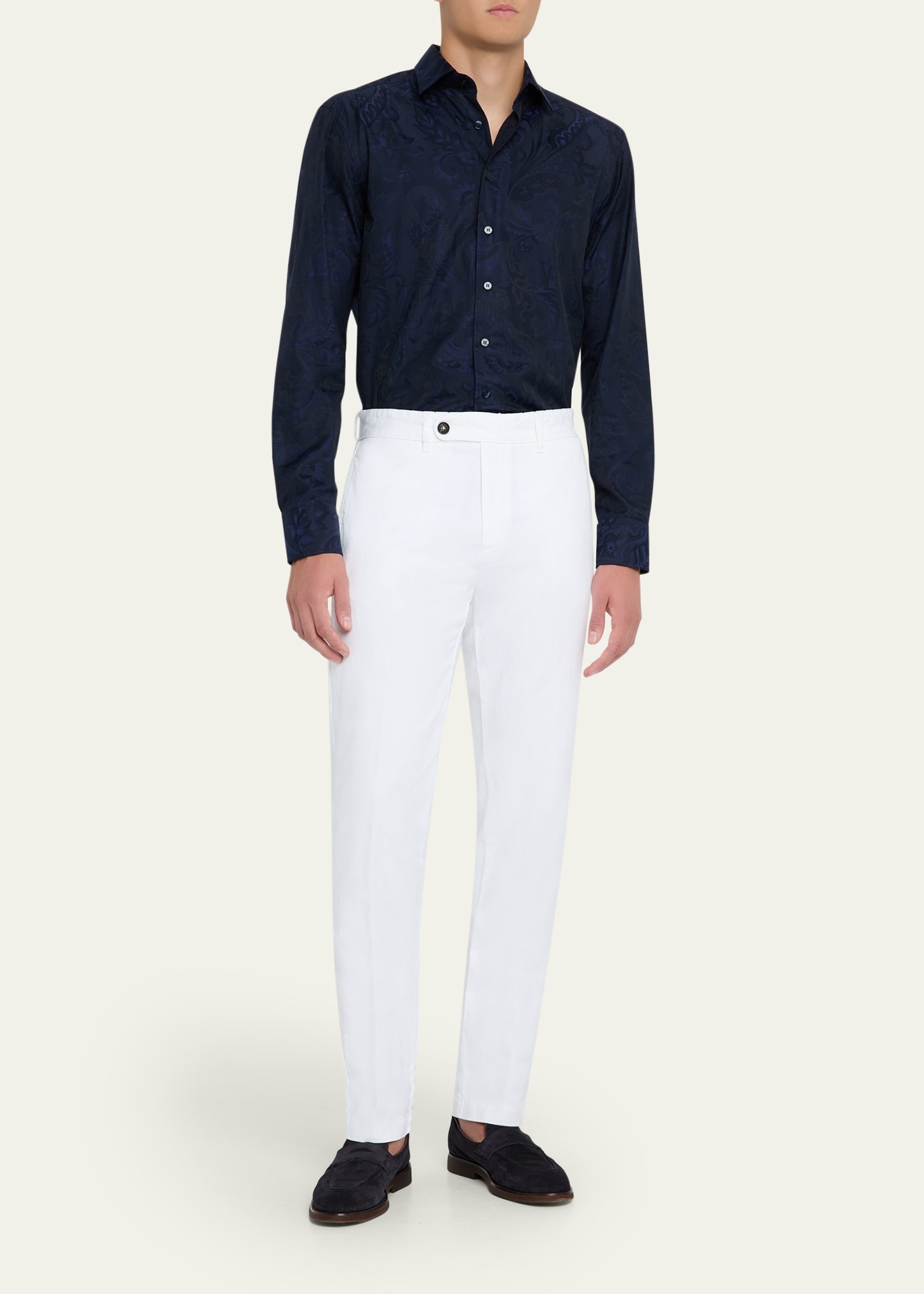 Men's Cotton-Linen Flat-Front Trousers - 2