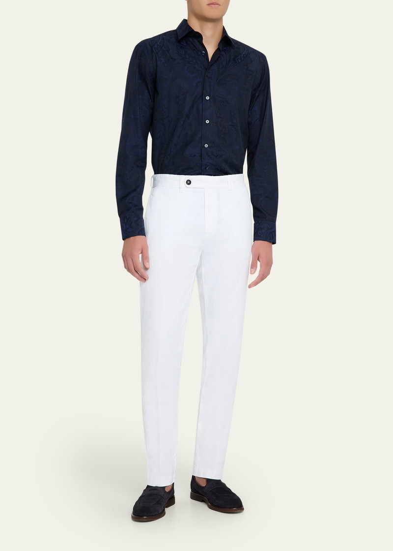 massimo alba Men's Cotton-Linen Flat-Front Trousers outlook