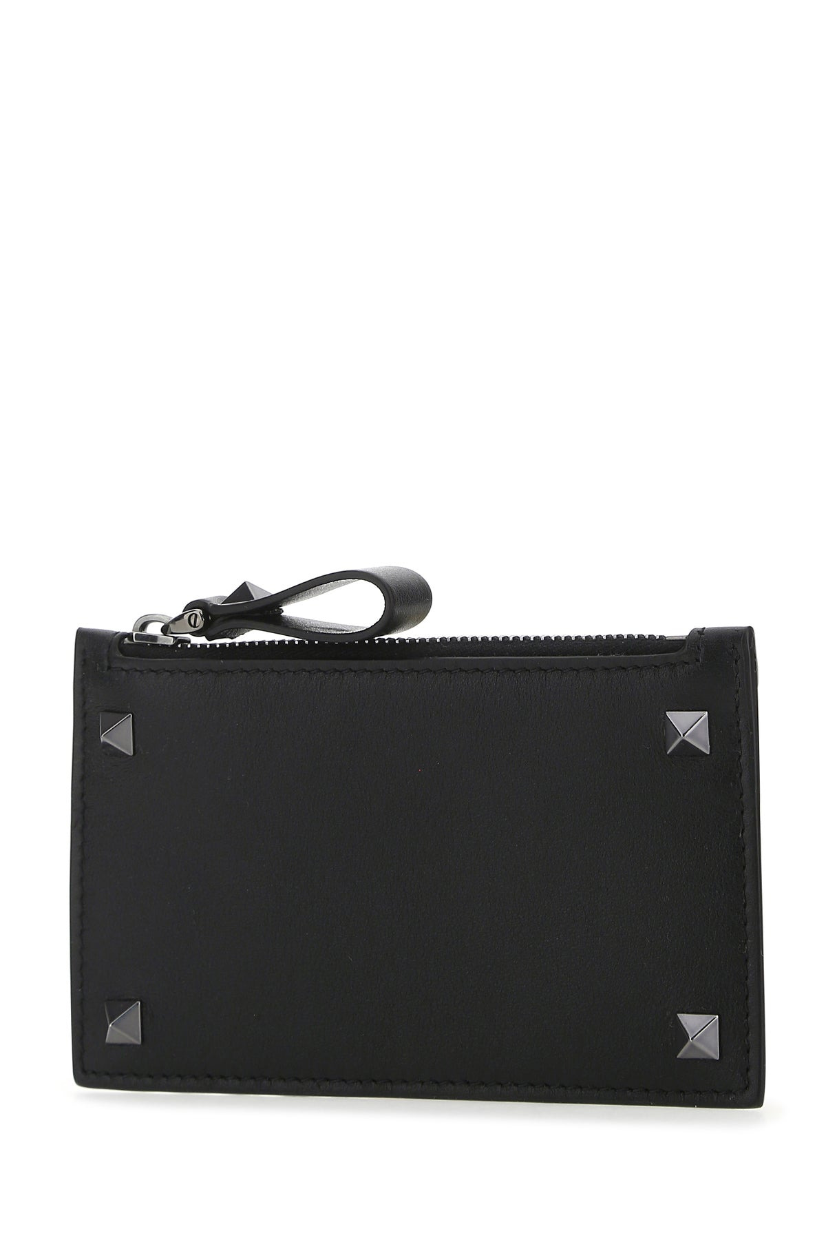 Black leather Rockstud card holder - 2