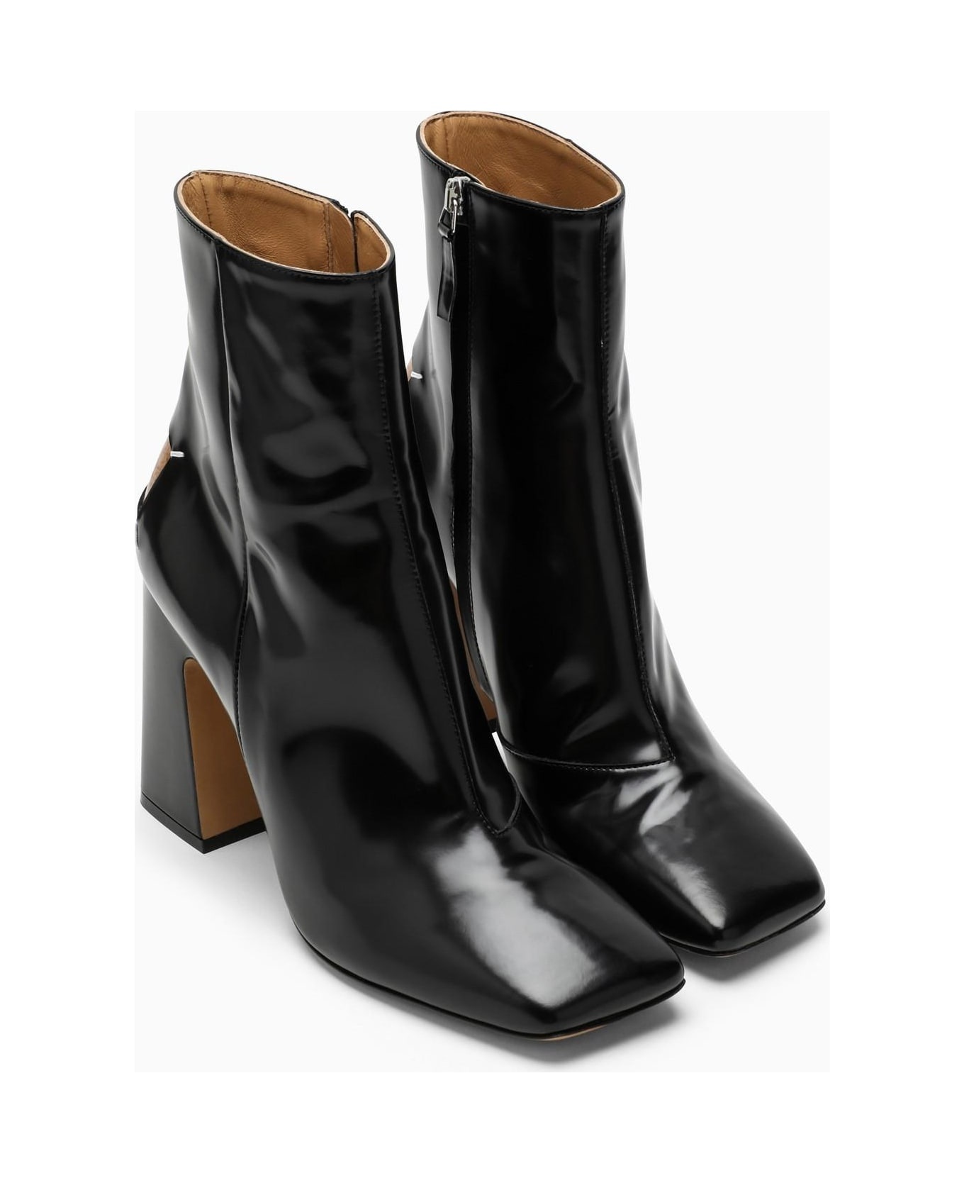 Black Shiny Leather Ankle Boots - 2