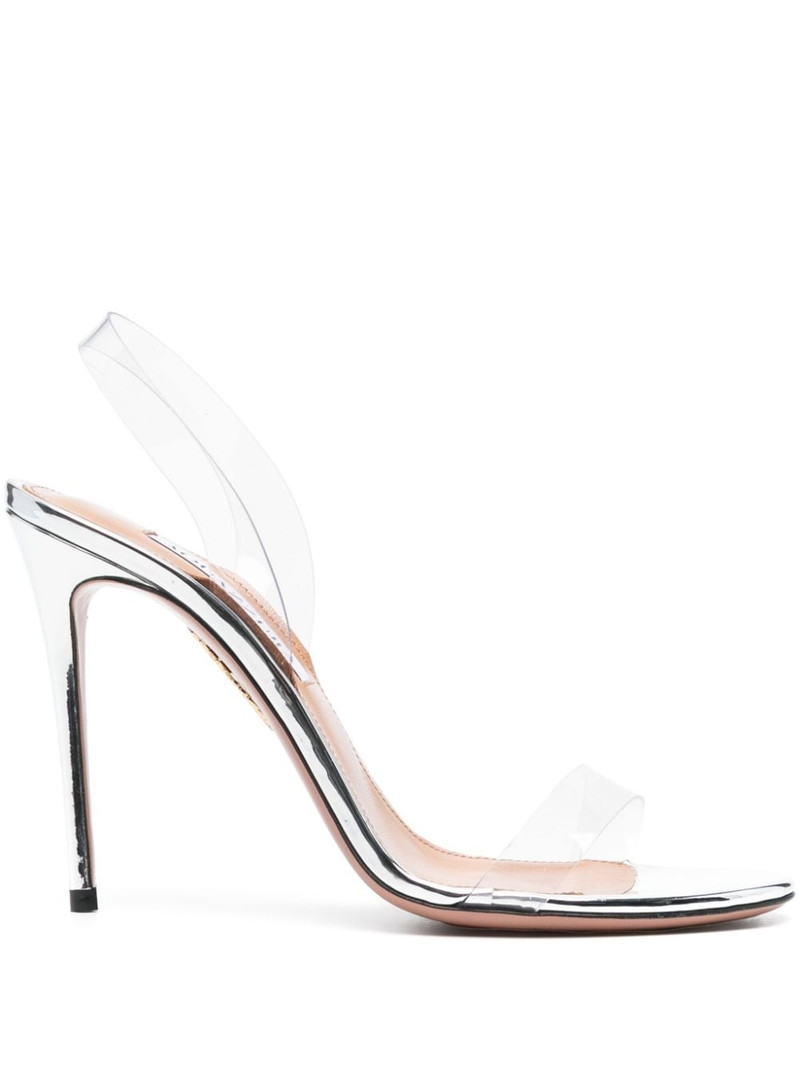 AQUAZZURA So Nude Plexi 105mm metallic sandals outlook