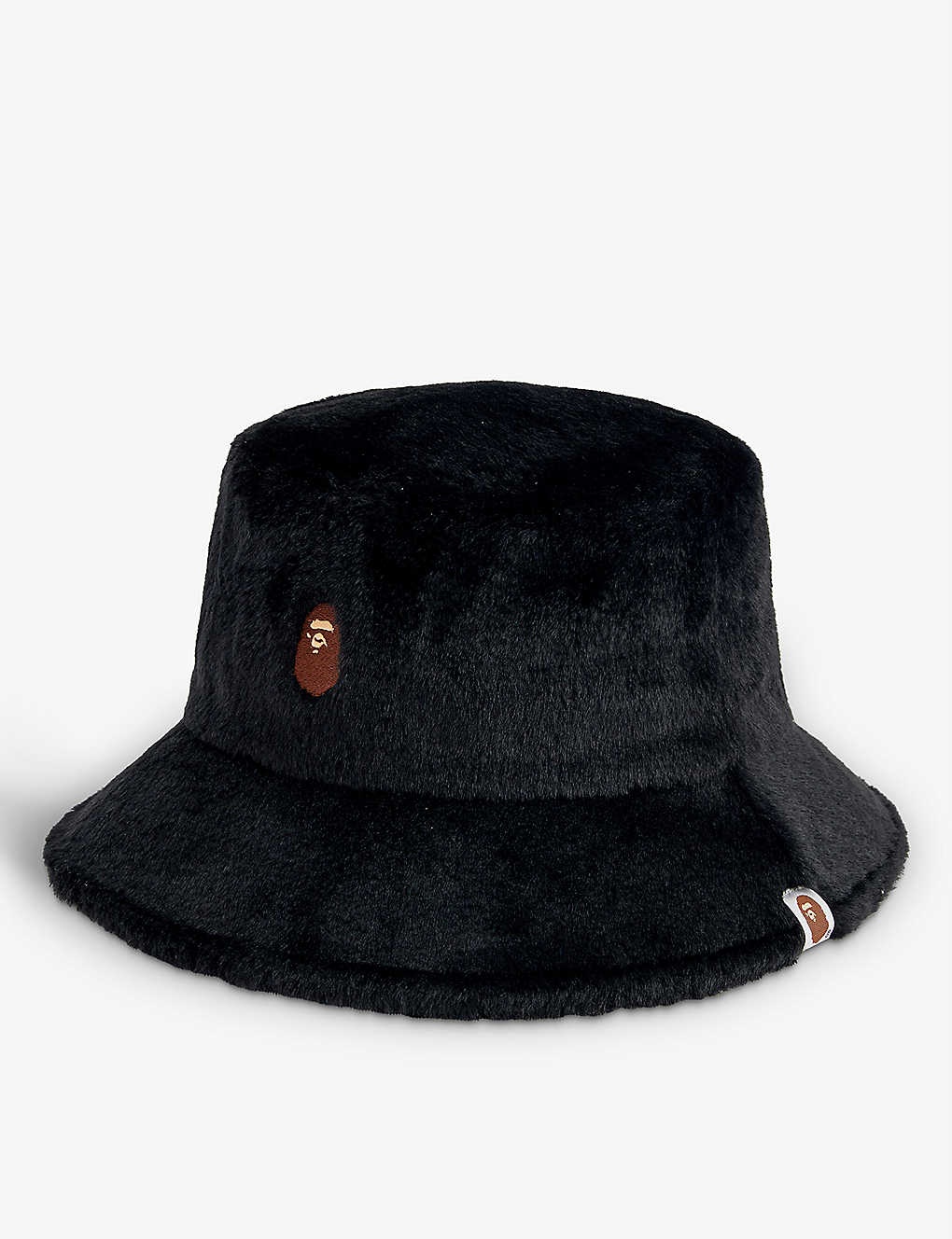 Ape head patch faux-fur bucket hat - 1