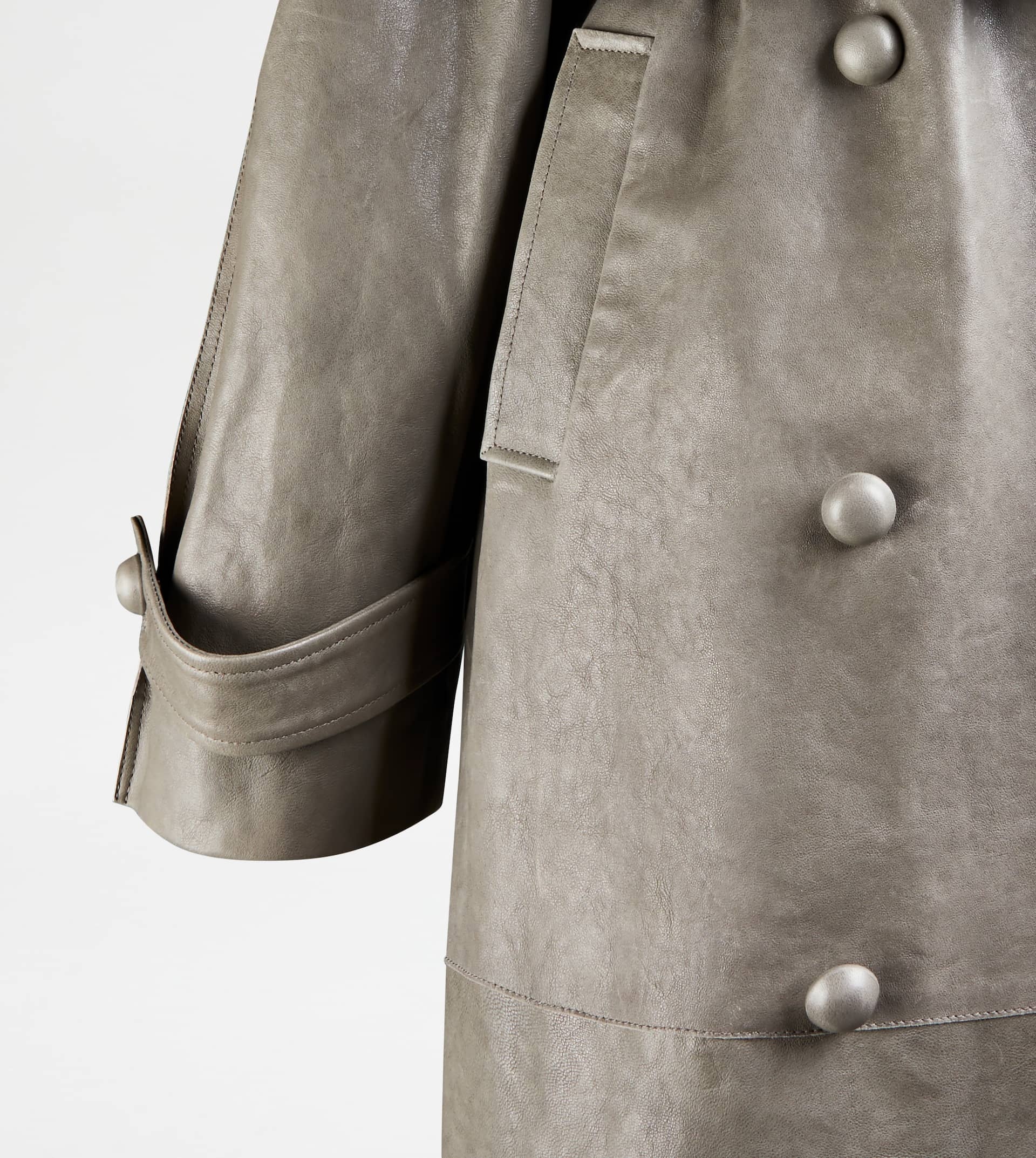 TRENCH COAT IN LEATHER - GREY - 9