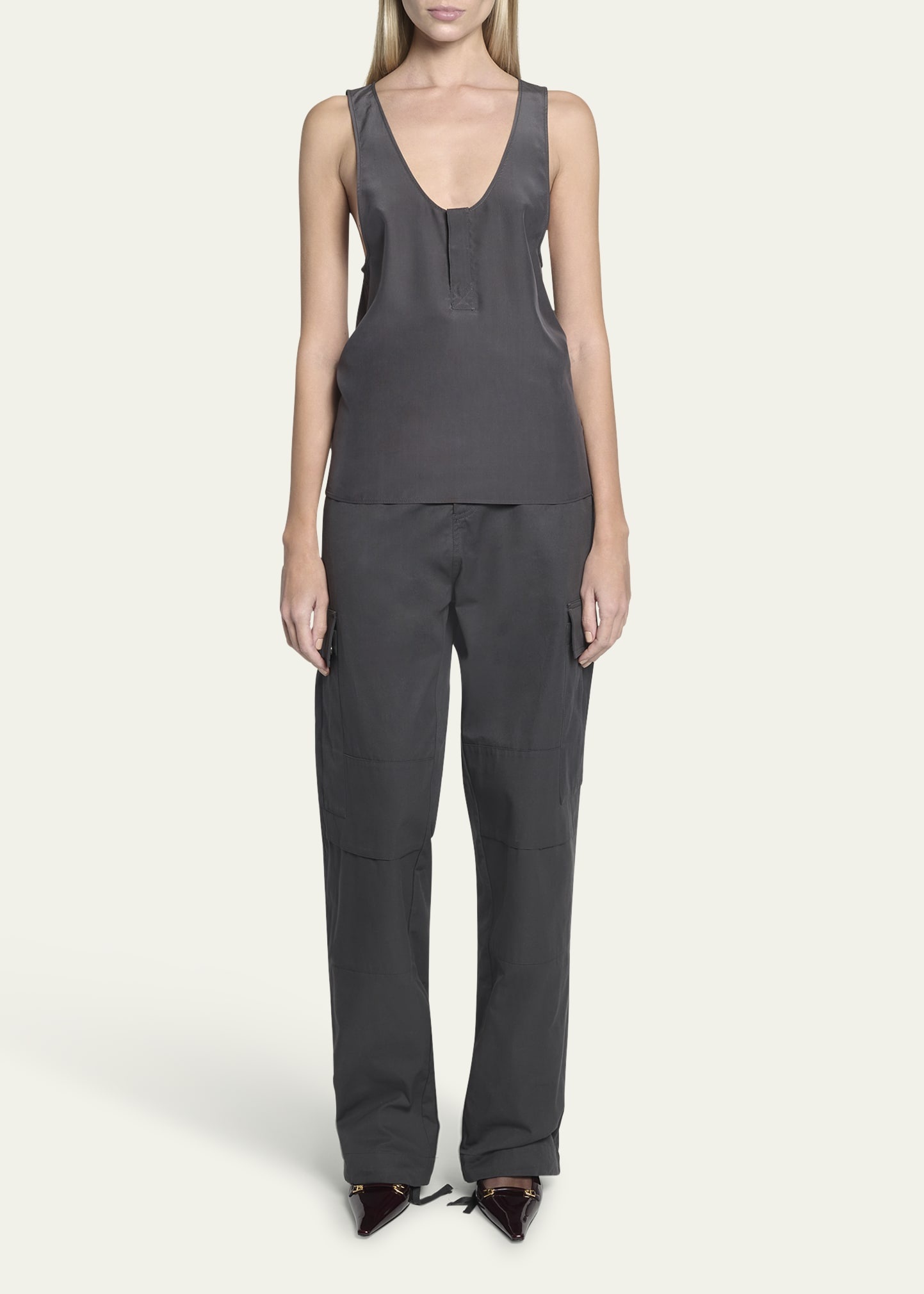 Scoop-Neck Silk Tank Top - 2