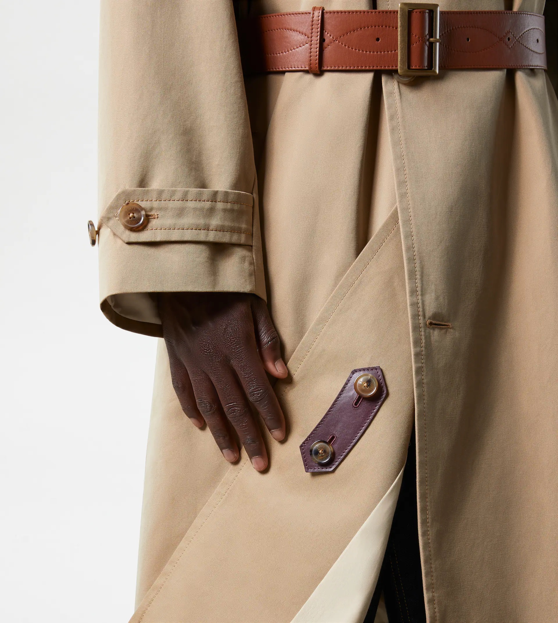 TRENCH COAT WITH LEATHER INSERTS - BEIGE - 4