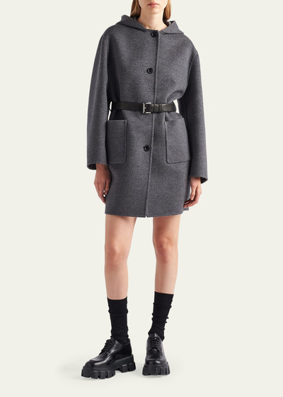 Prada Hooded Double-Face Coat with Leather Belt outlook