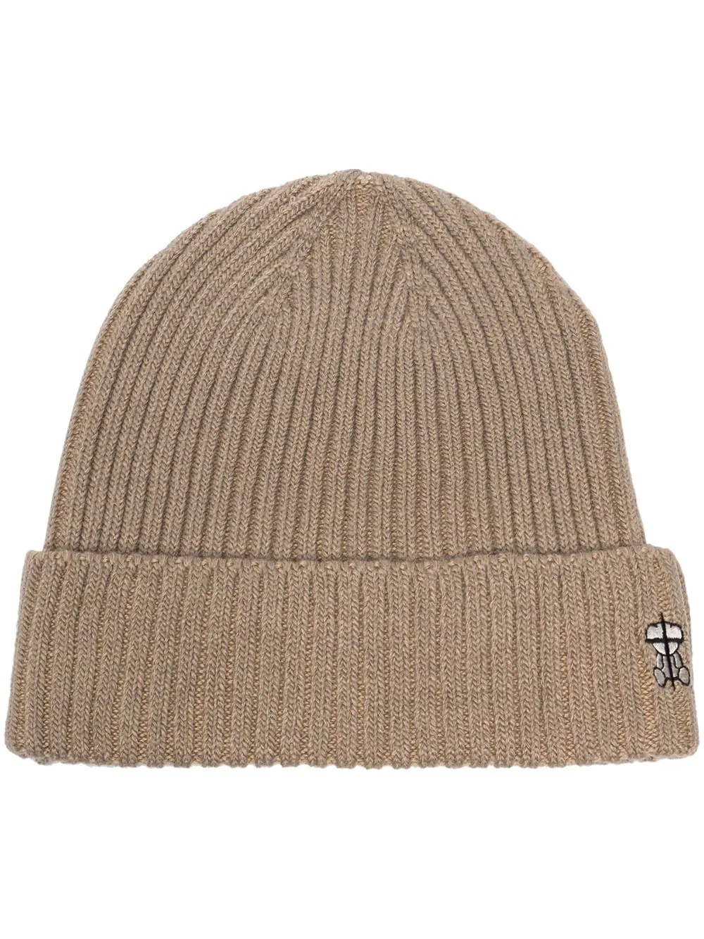 embroidered logo ribbed beanie - 1