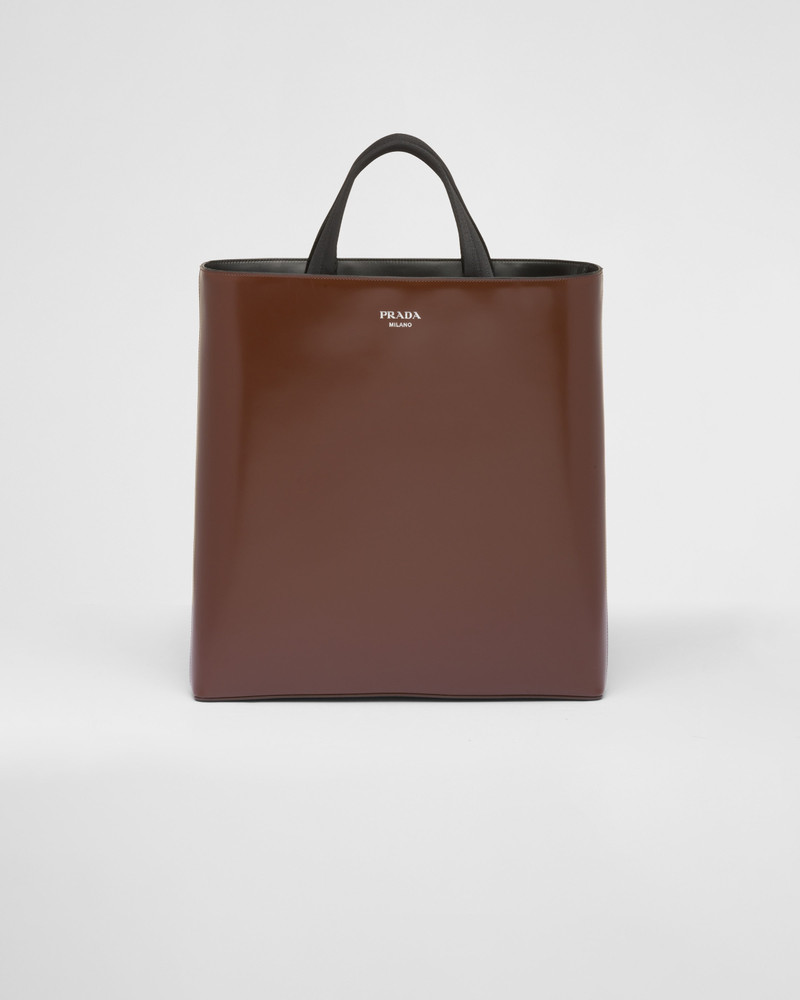 Brushed leather tote with water bottle 1