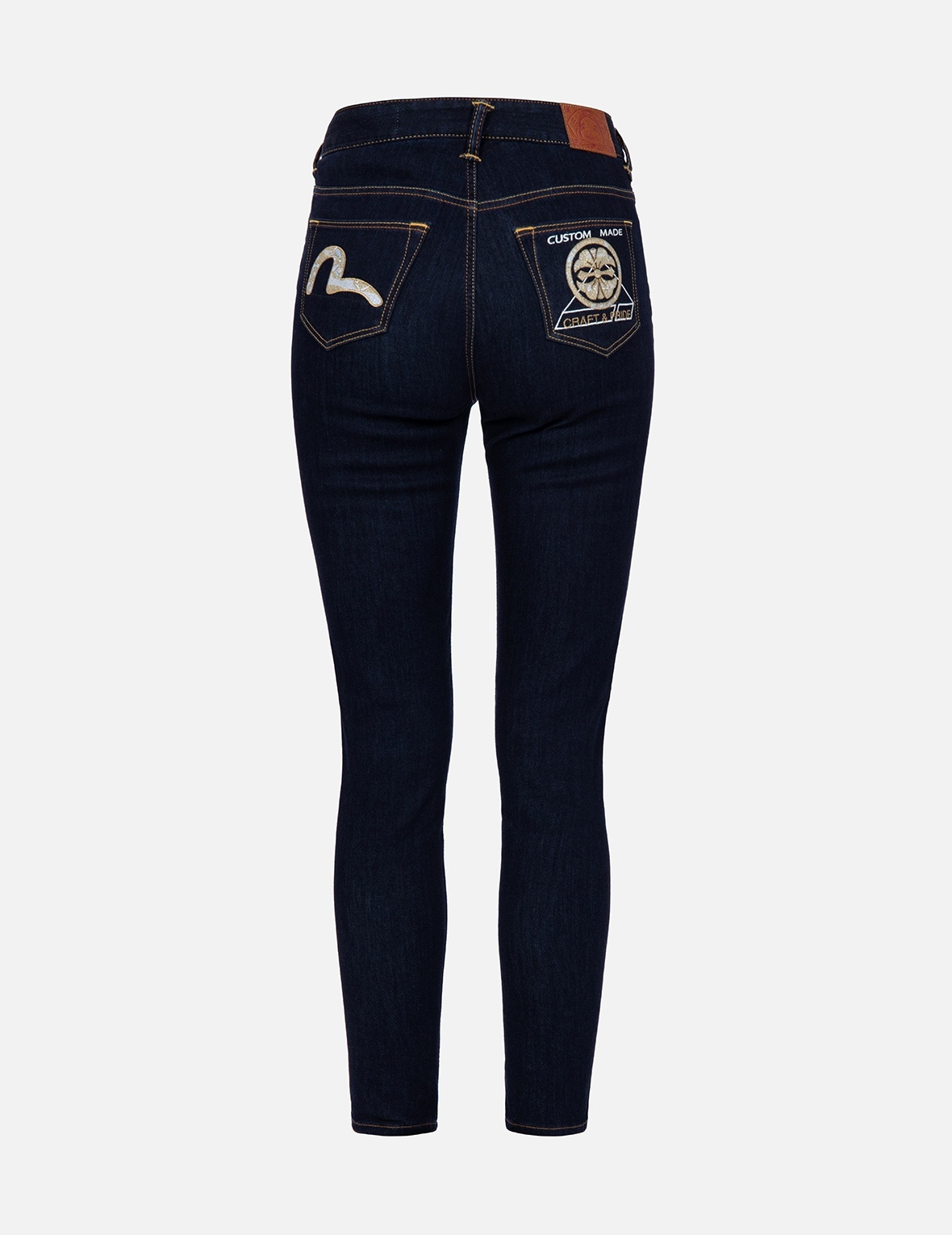 BROCADE SEAGULL AND KAMON APPLIQUÉ SKINNY JEANS - 1