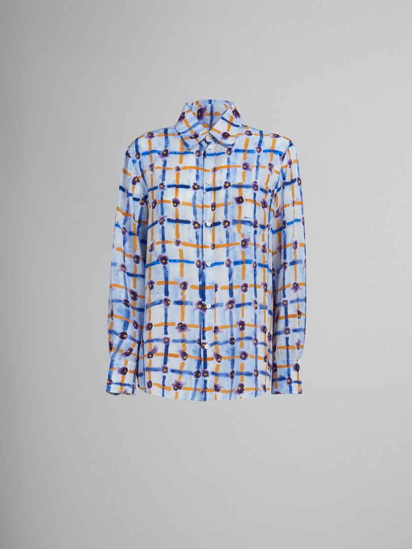 LIGHT BLUE CRÊPE DE CHINE SHIRT WITH SARABAND PRINT - 1