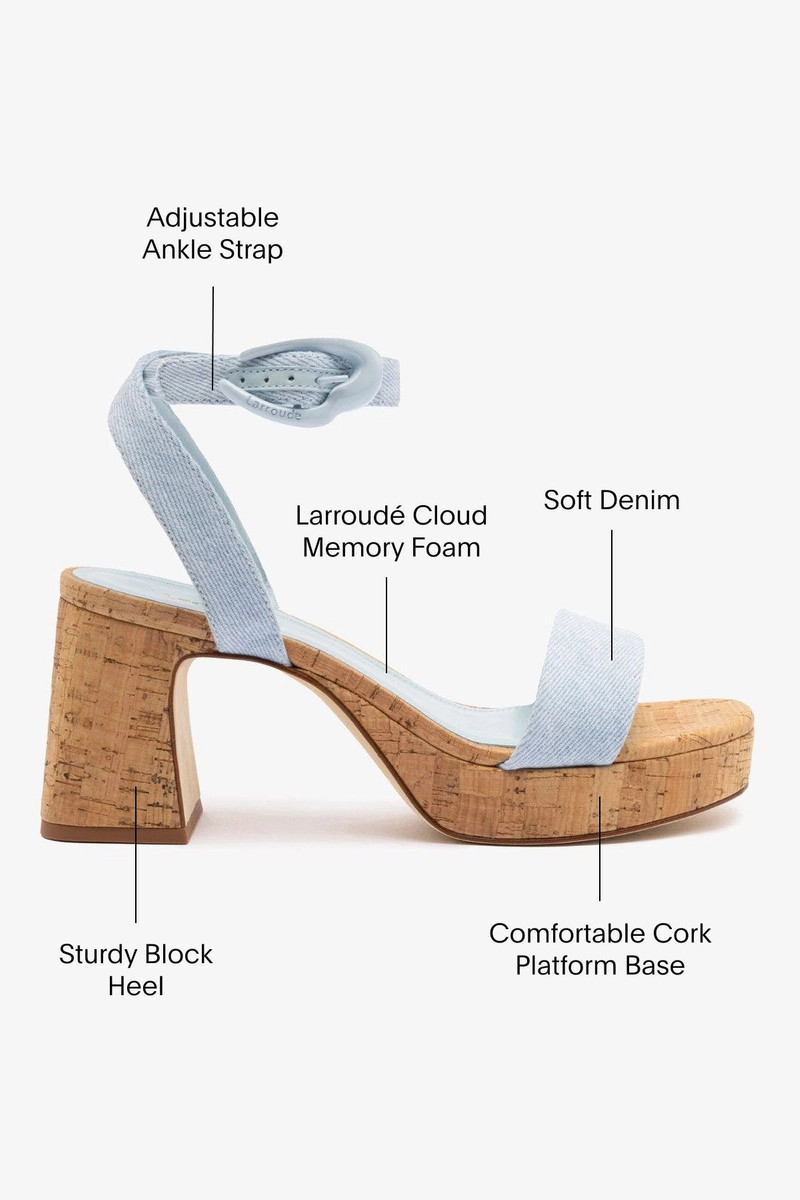 Dolly Verona Low Sandal In Maya Denim and Natural Cork 5