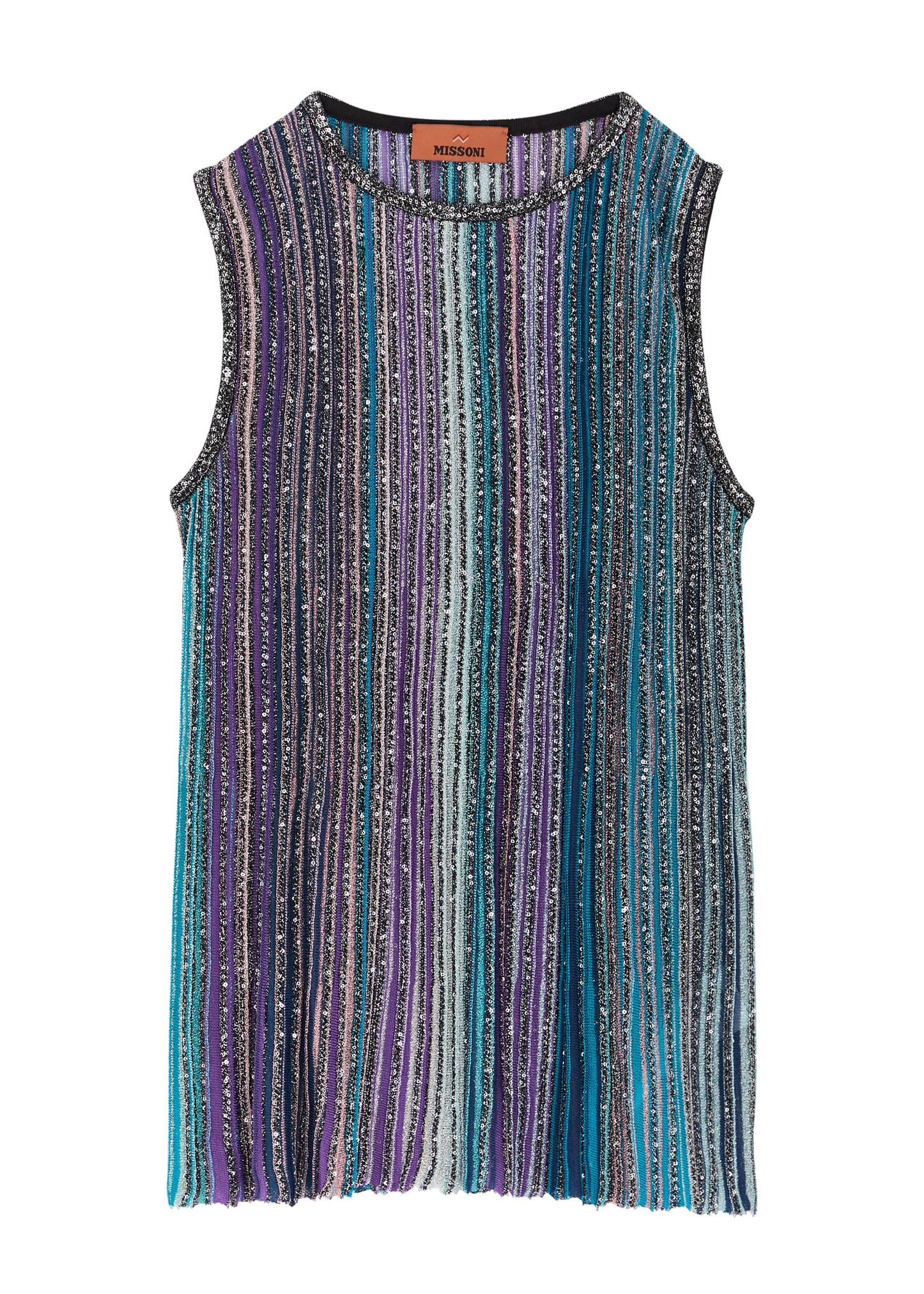 Striped embellished metallic-knit tank - 1