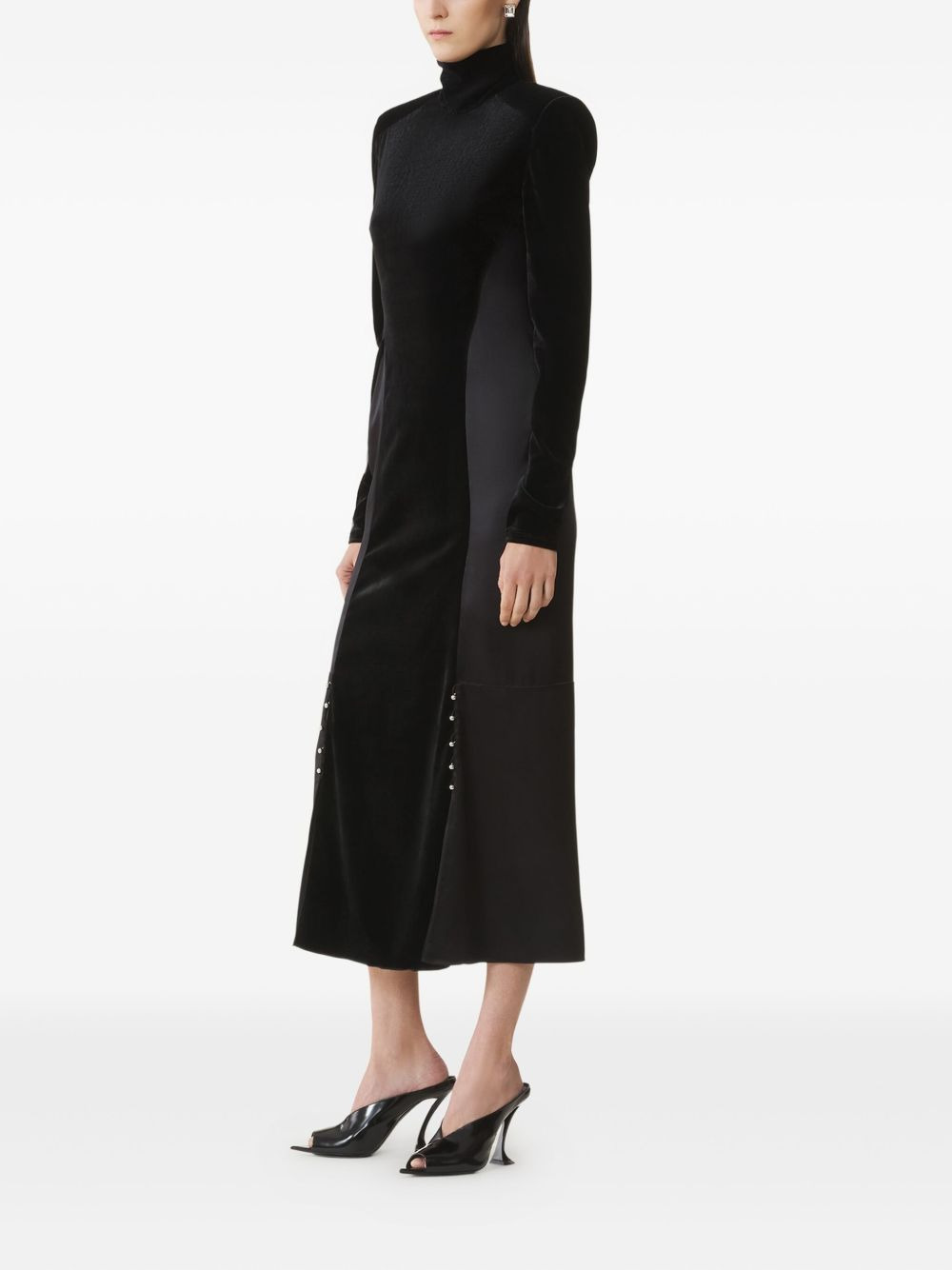 velvet high-neck midi dress - 3