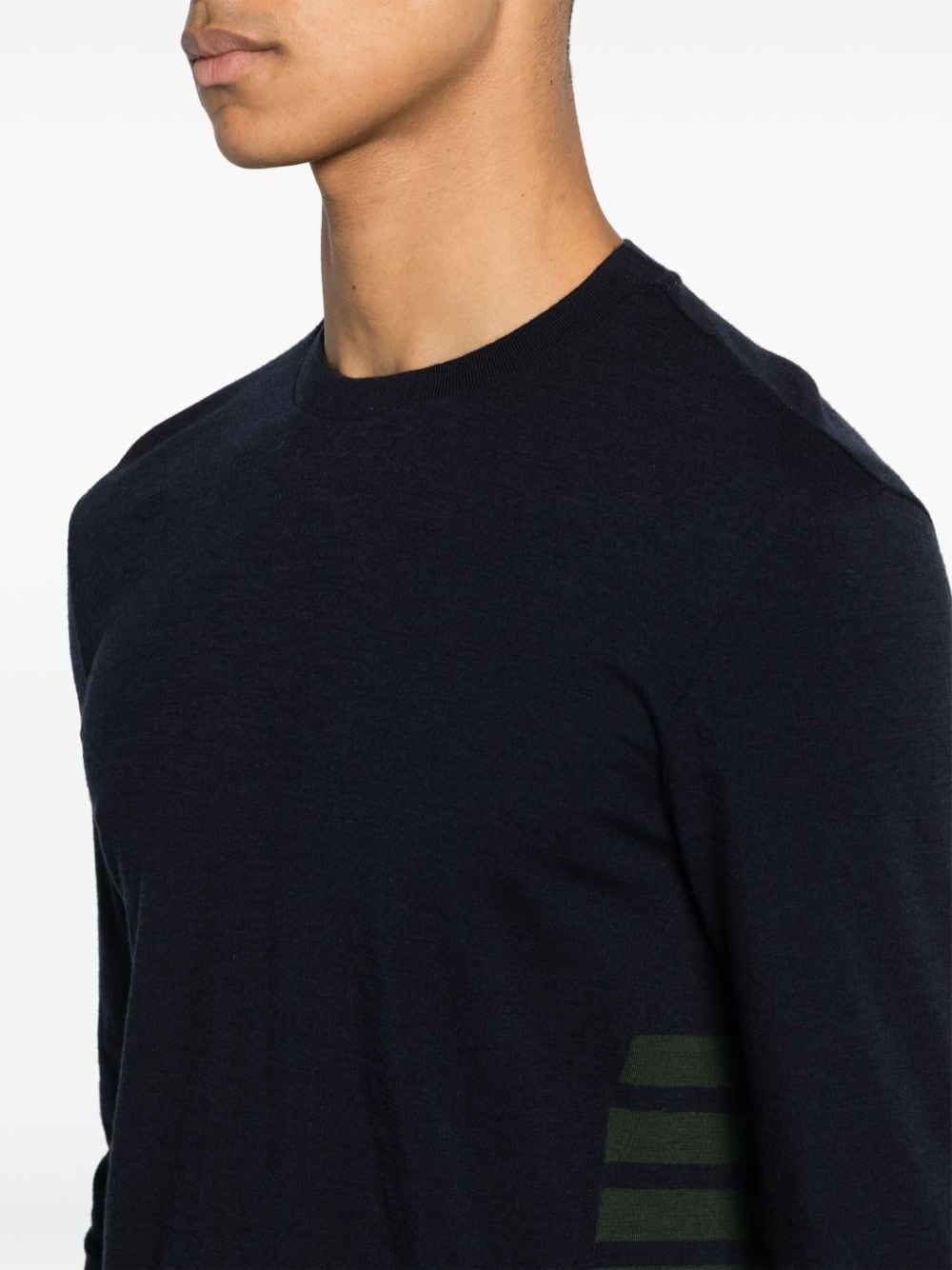 stripe-detailing wool T-shirt - 5