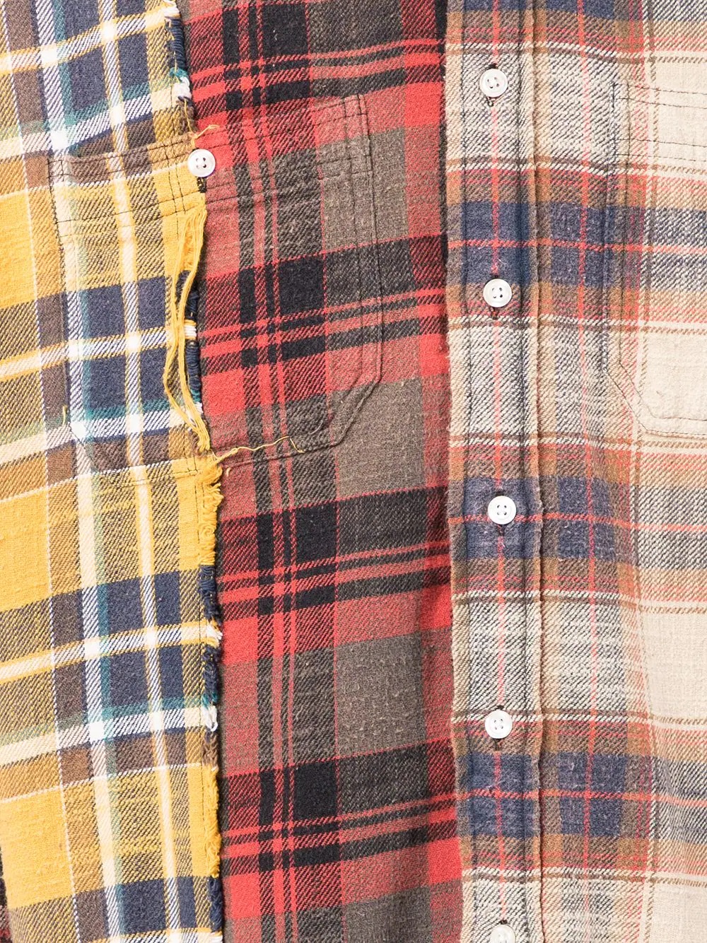 distressed-finish plaid-print shirt - 5