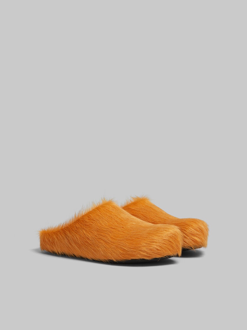 ORANGE LONG-HAIR CALFSKIN FUSSBETT SABOT - 2