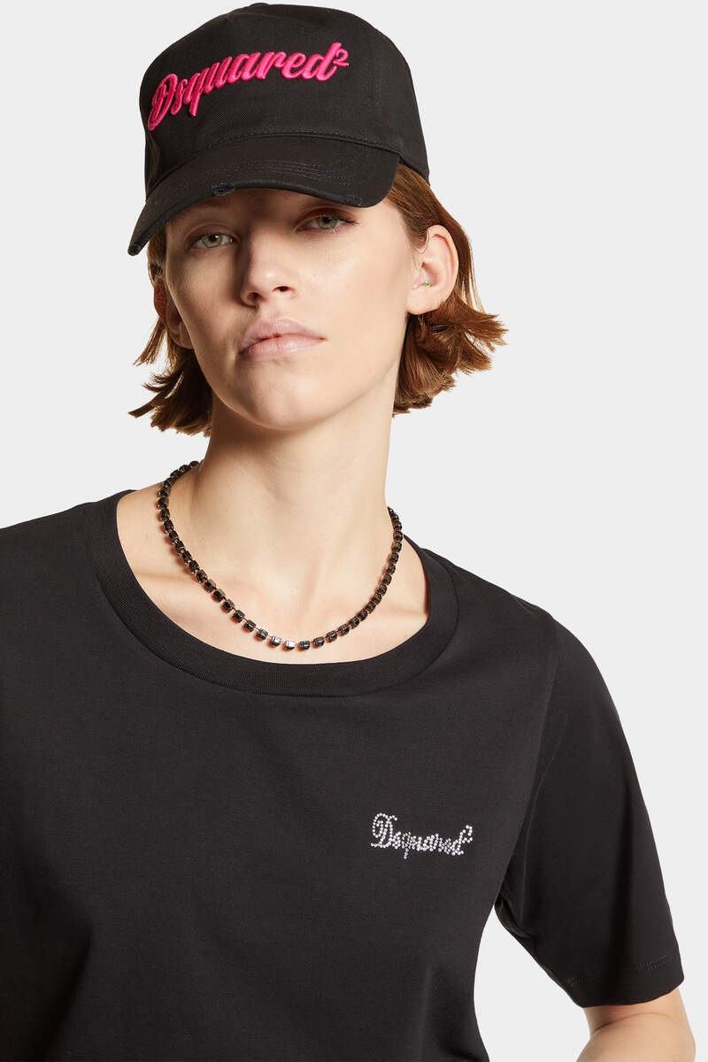 GLITTERING LOGO WIDE NECK EASY FIT T-SHIRT 5