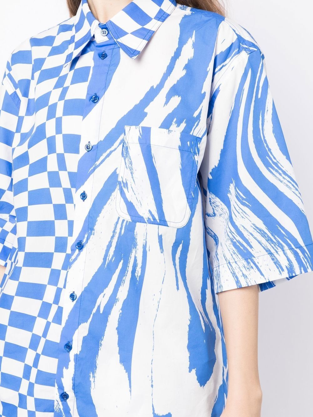 mix-print oversized shirt - 5