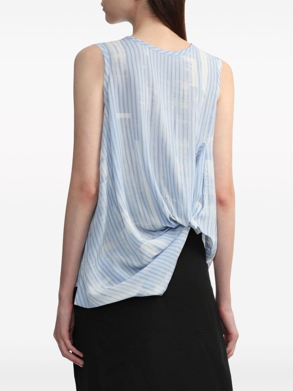 asymmetric gathered striped shirt - 4