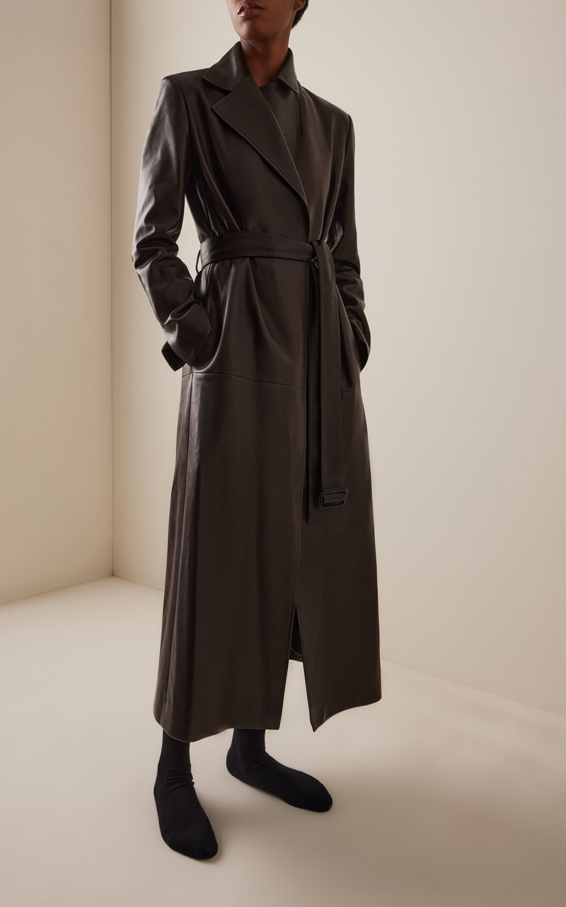 The Row Raisa Leather Coat brown outlook