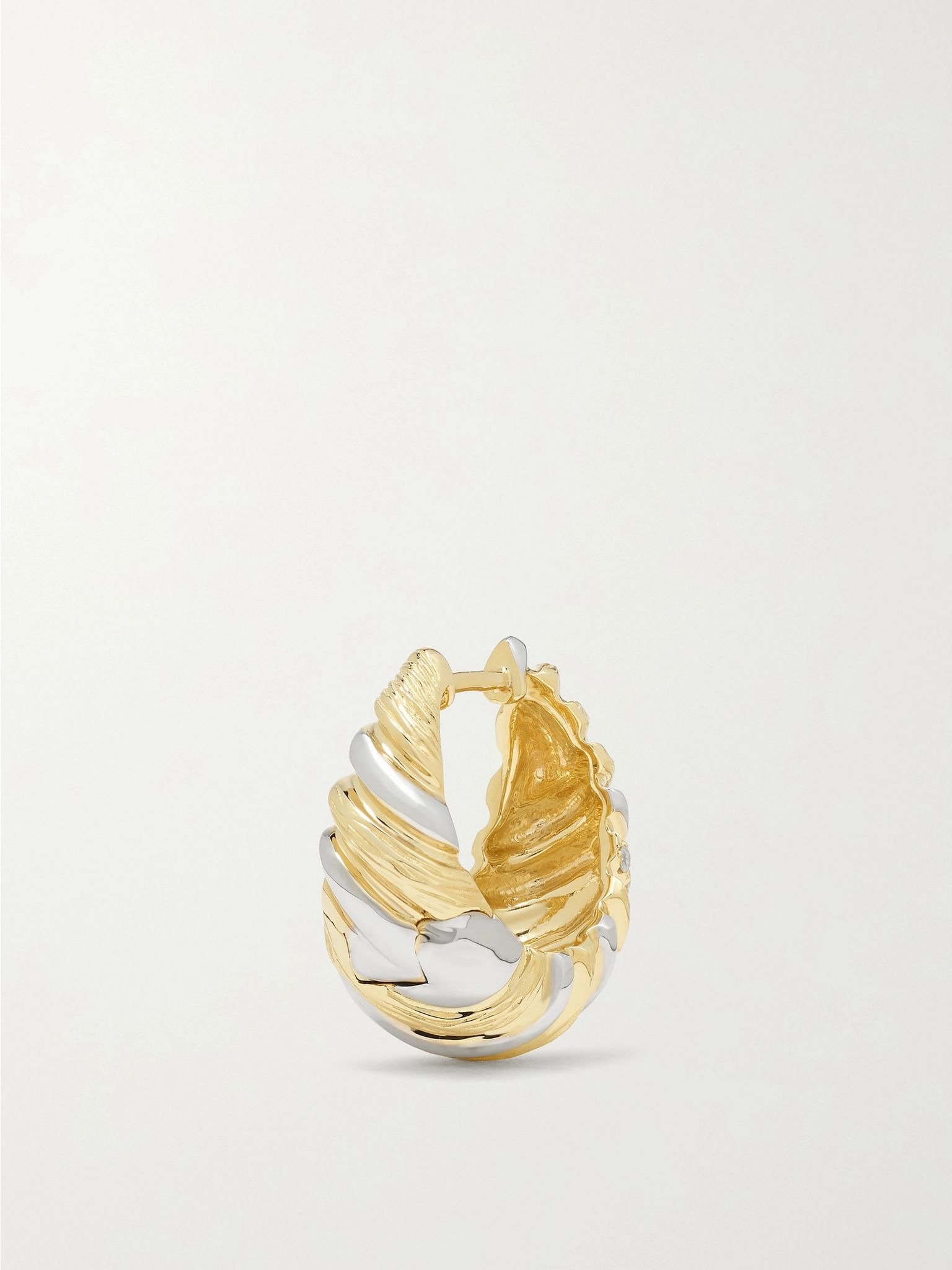 9-karat yellow and white gold diamond hoop earrings Gold - 4